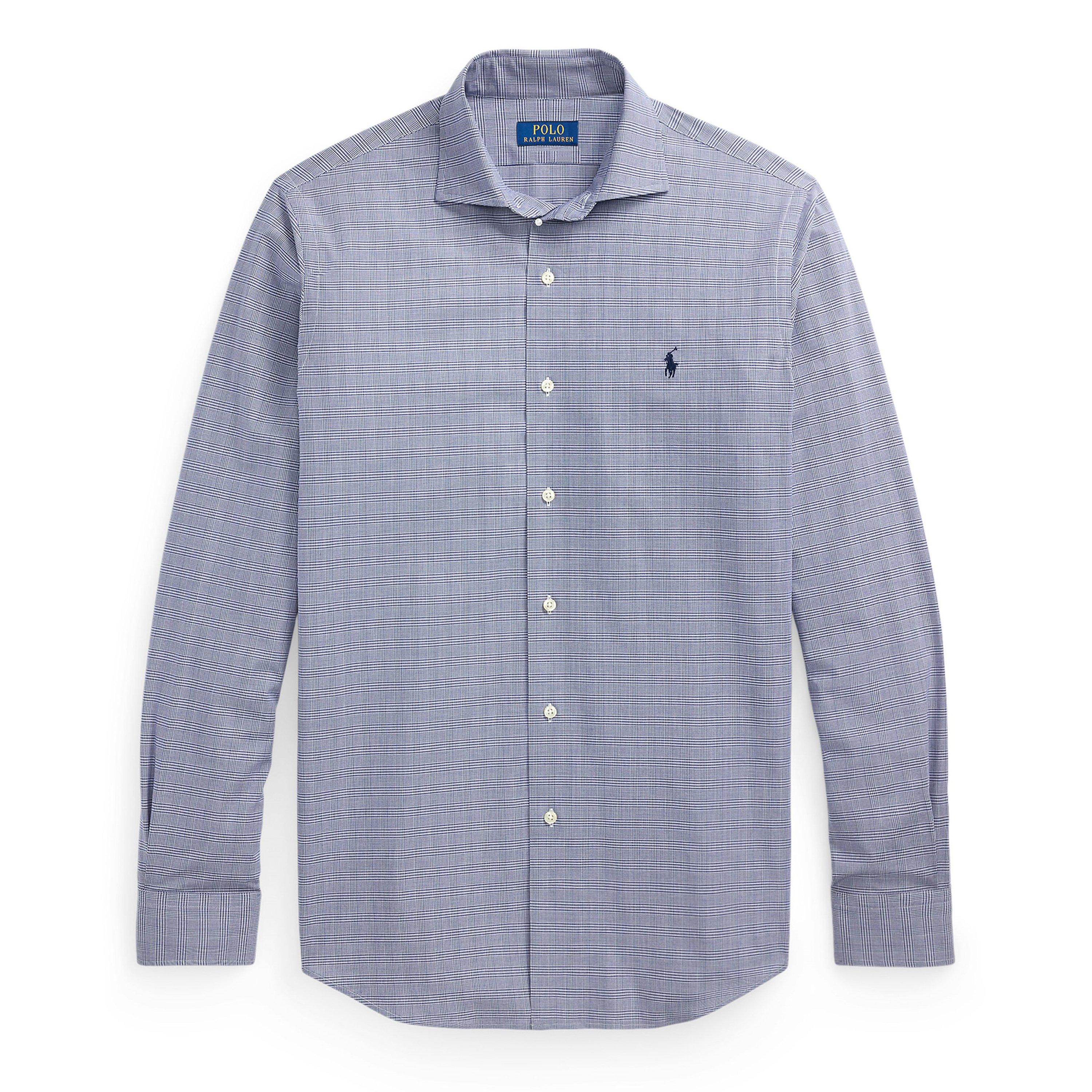 Navy White - Polo Ralph Lauren - Men's Poplin Check Long-Sleeve Patterned Shirt - 1