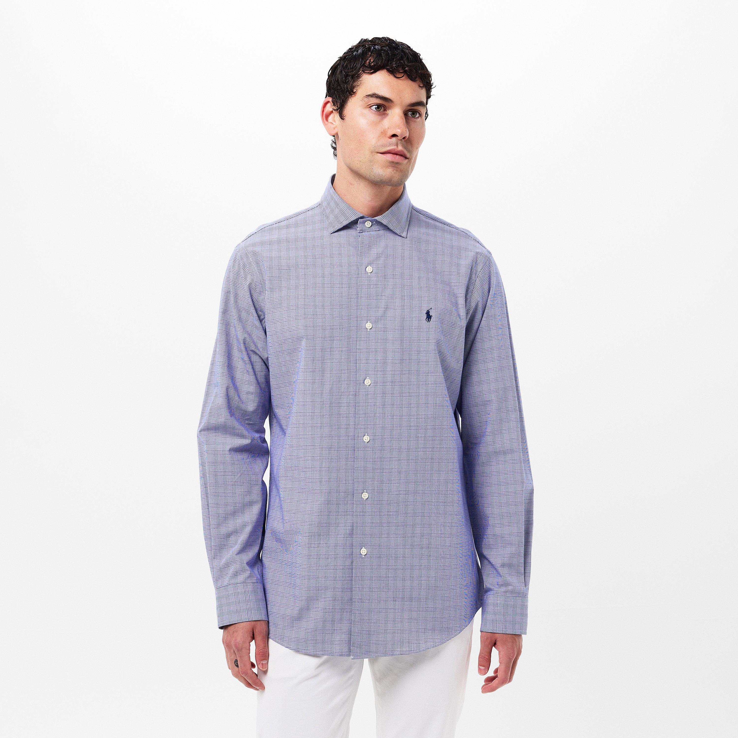 Navy White - Polo Ralph Lauren - Men's Poplin Check Long-Sleeve Patterned Shirt - 3