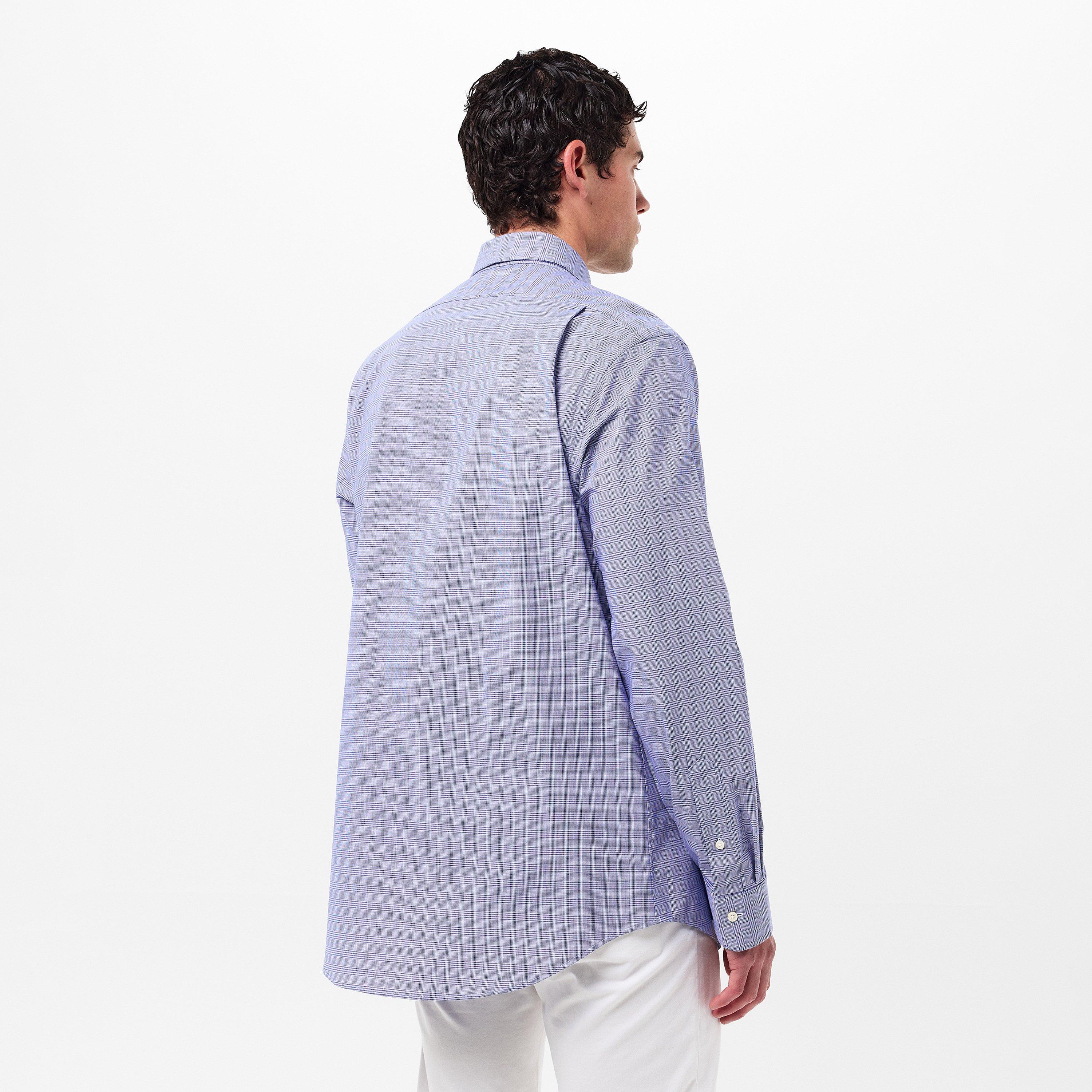 Navy White - Polo Ralph Lauren - Men's Poplin Check Long-Sleeve Patterned Shirt - 4