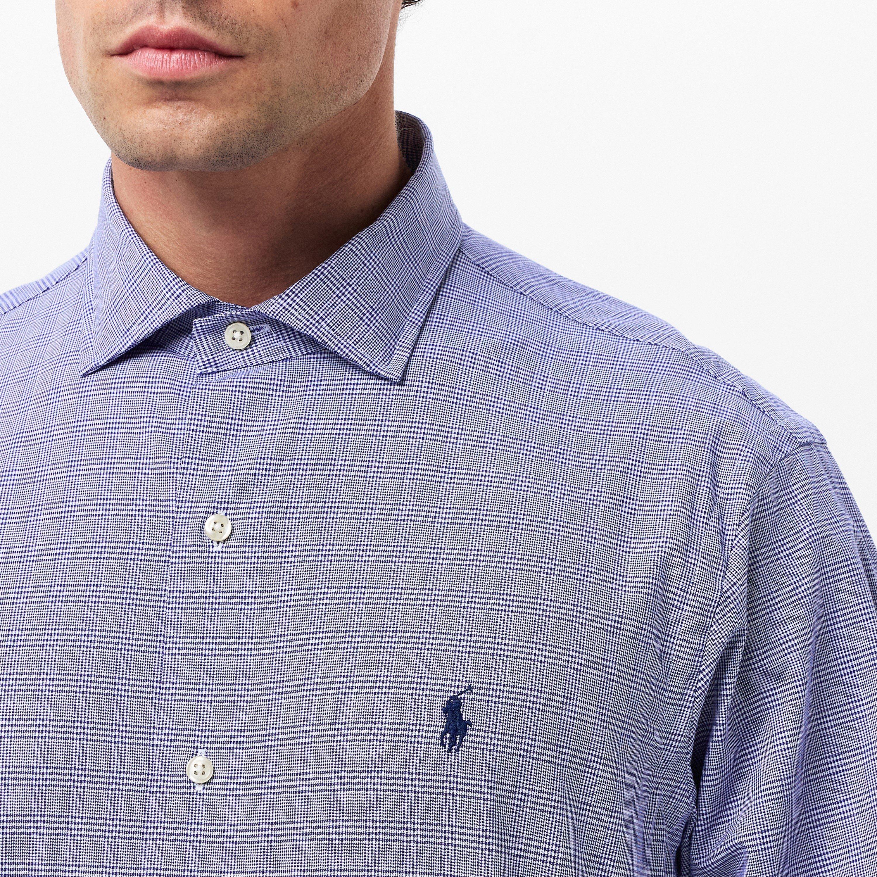 Navy White - Polo Ralph Lauren - Men's Poplin Check Long-Sleeve Patterned Shirt - 5