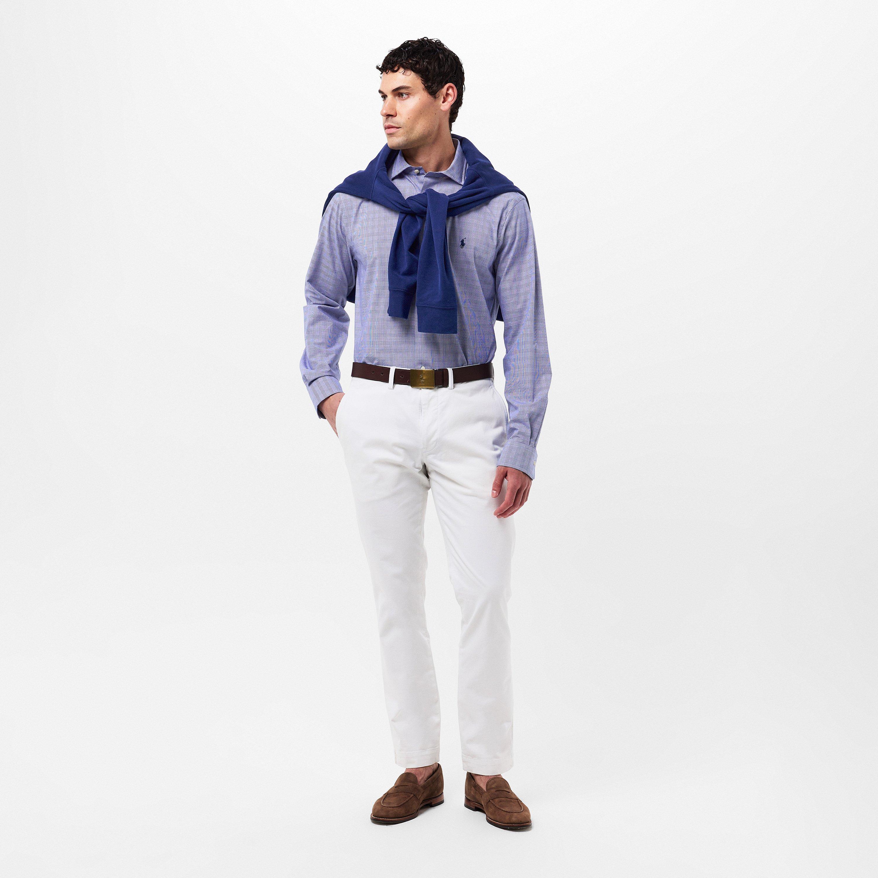 Navy White - Polo Ralph Lauren - Men's Poplin Check Long-Sleeve Patterned Shirt - 6