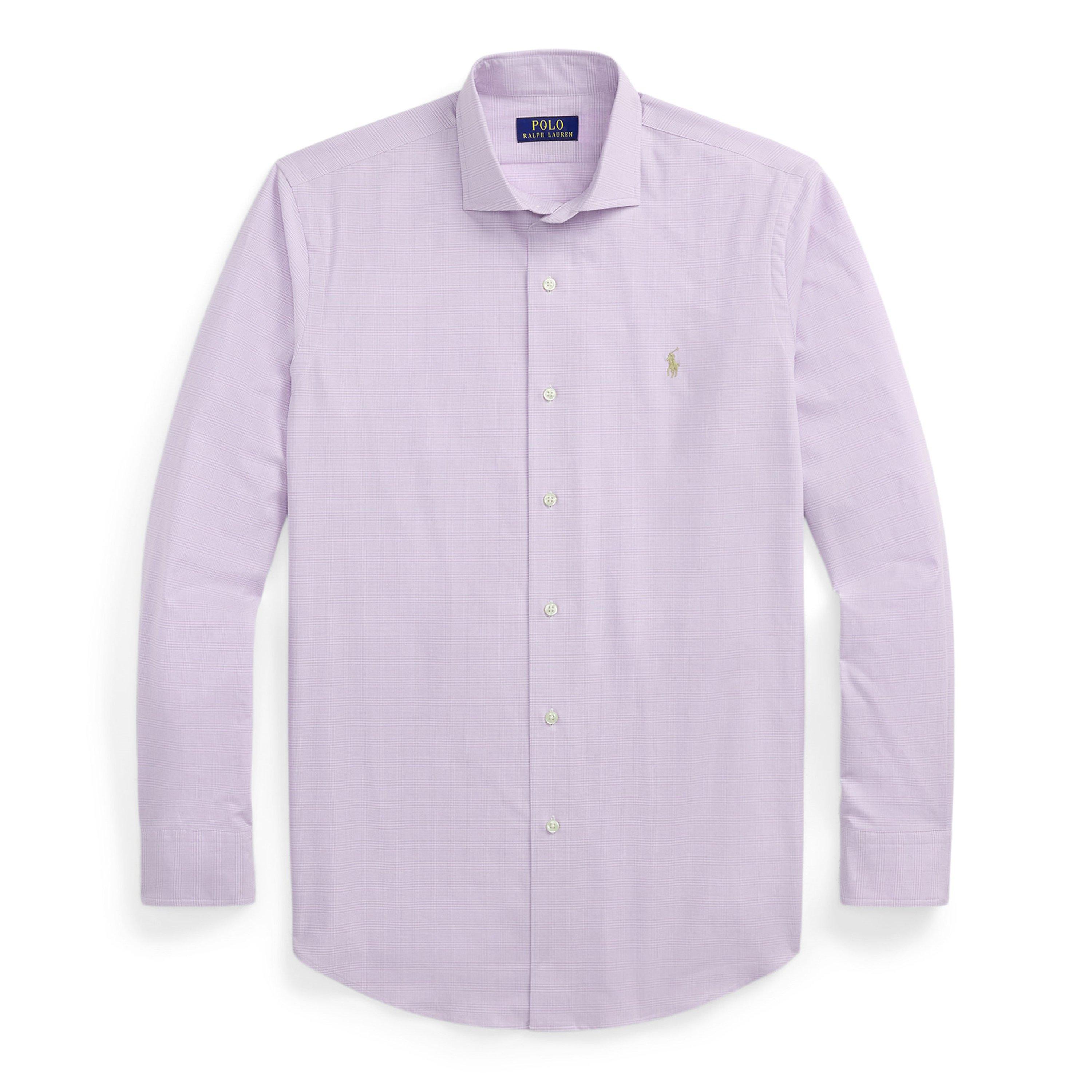 Polo Ralph Lauren Men's Poplin Check Long-Sleeve Patterned Shirt - Light Lilac - M