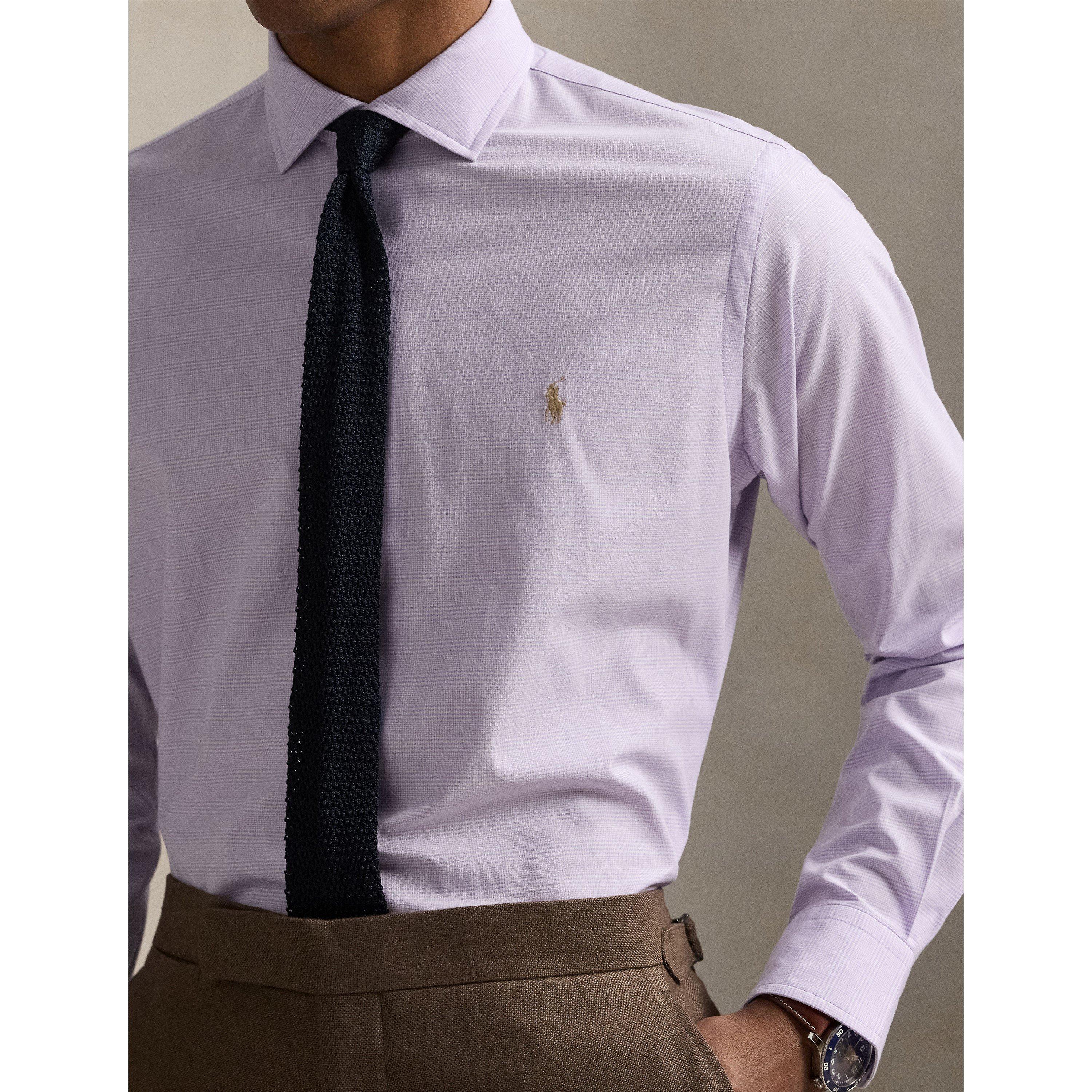 Light Lilac - Polo Ralph Lauren - Men's Poplin Check Long-Sleeve Patterned Shirt - 4