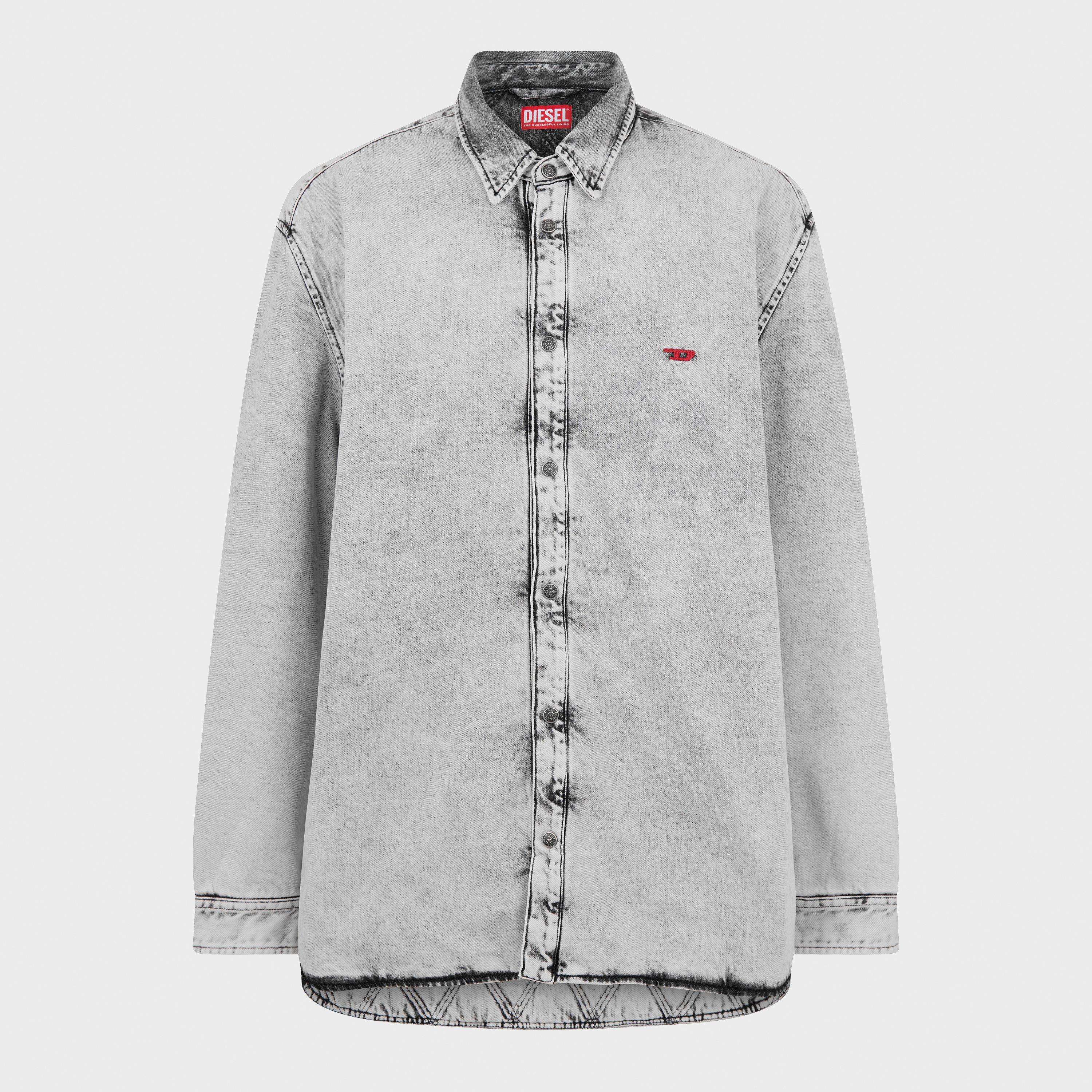 Black/Grey Denm - Diesel - Men's Long-Sleeve Plain Shirt - 1