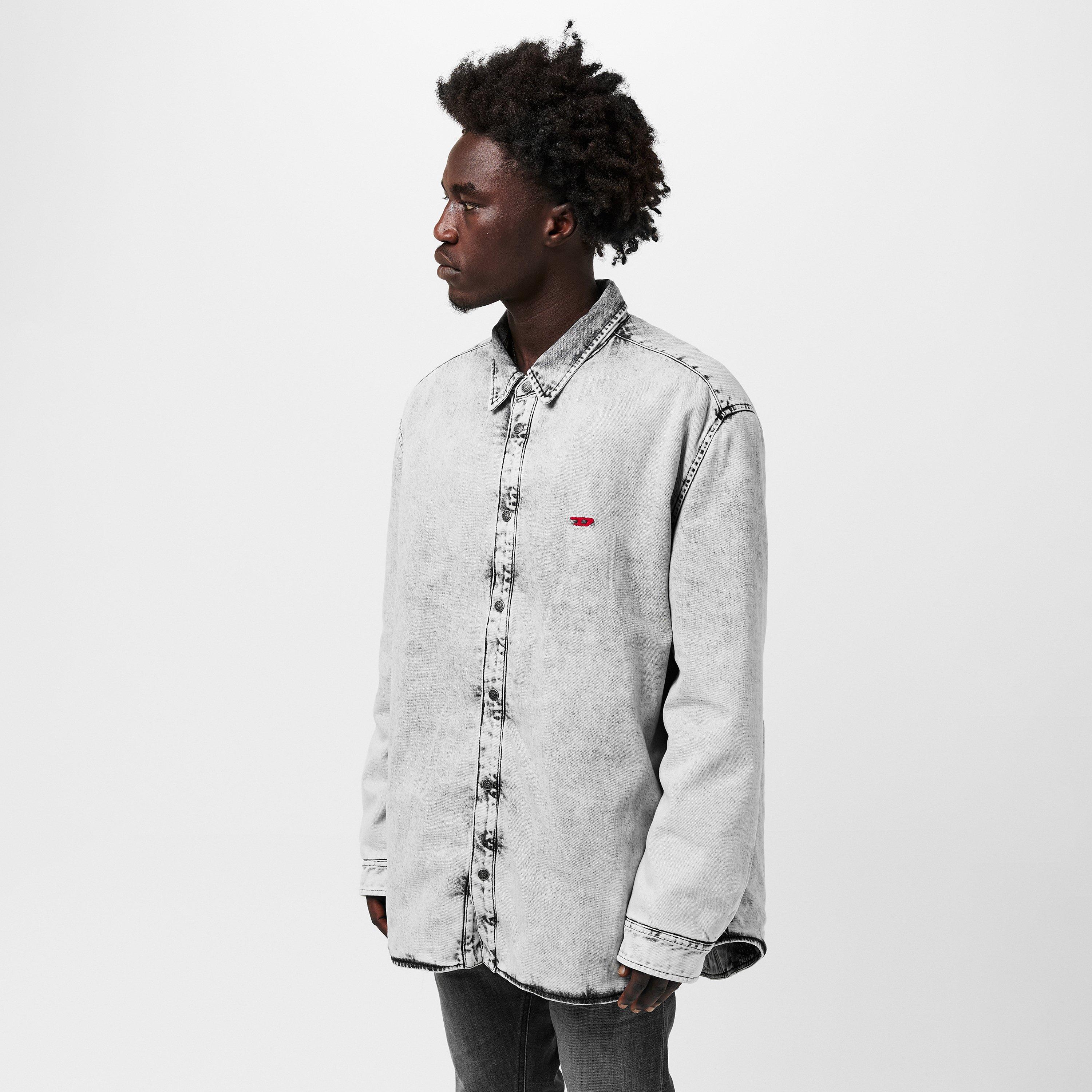 Black/Grey Denm - Diesel - Men's Long-Sleeve Plain Shirt - 3