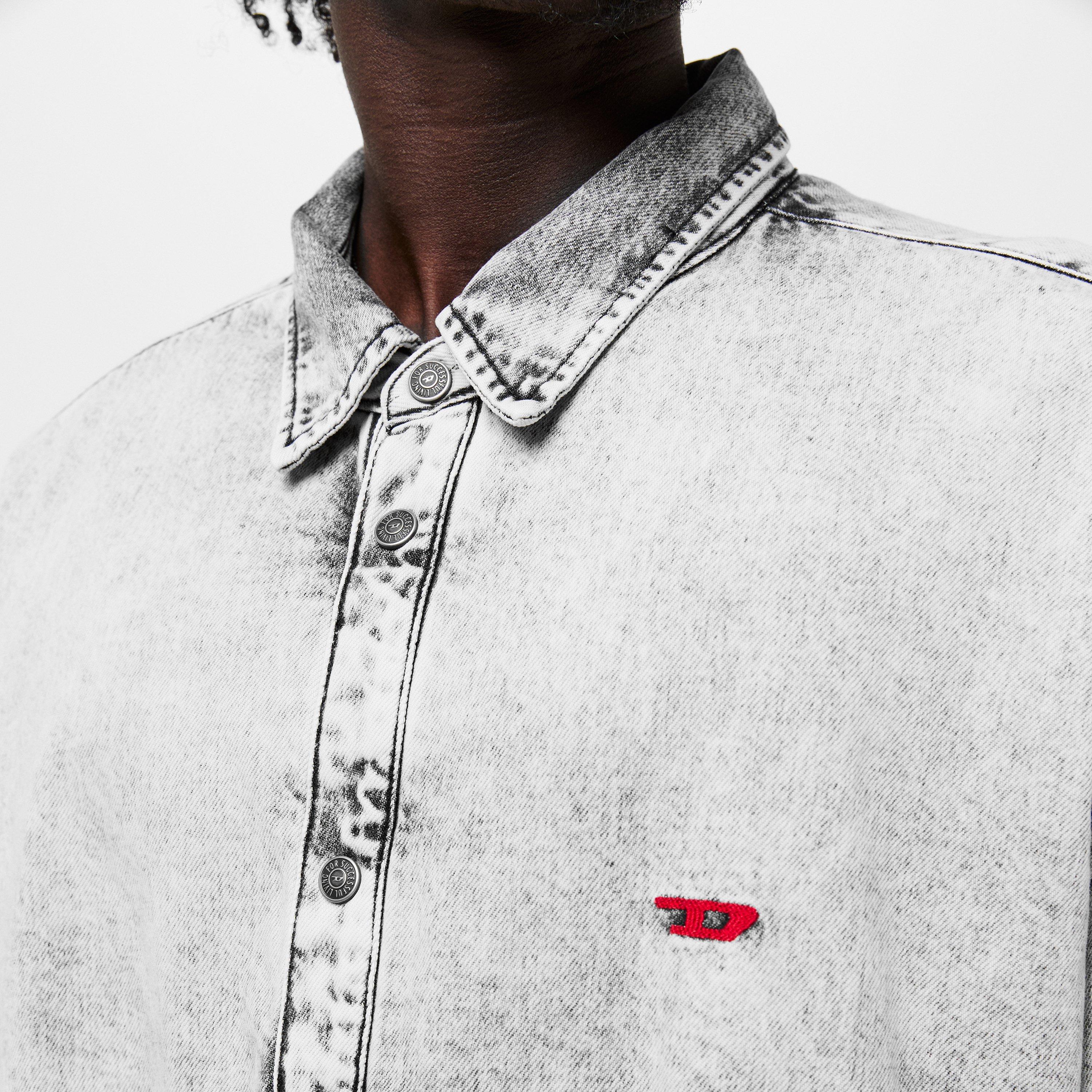 Black/Grey Denm - Diesel - Men's Long-Sleeve Plain Shirt - 5