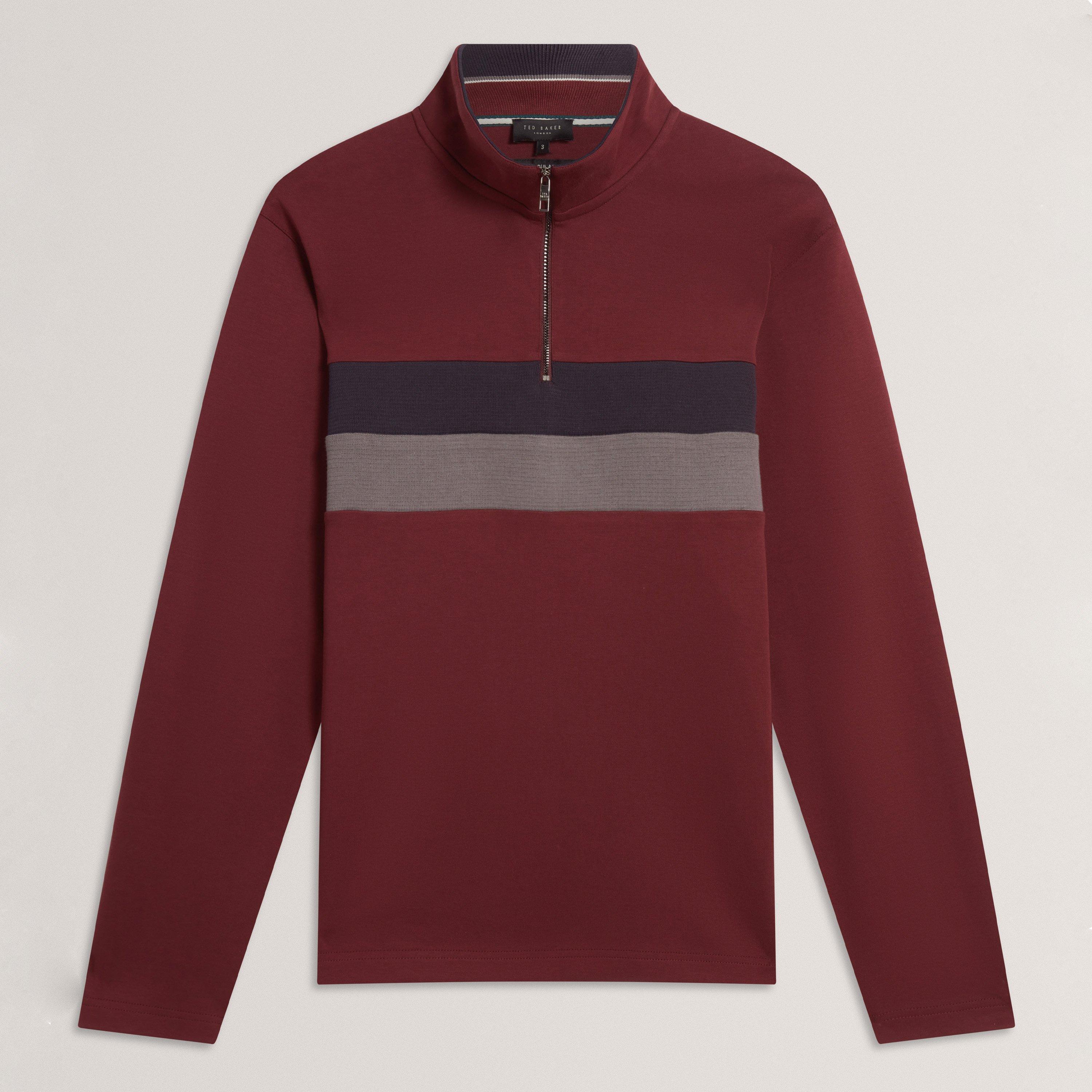 Ted Baker Men's 1/4 Zip Fleece - Oxblood - L (4)