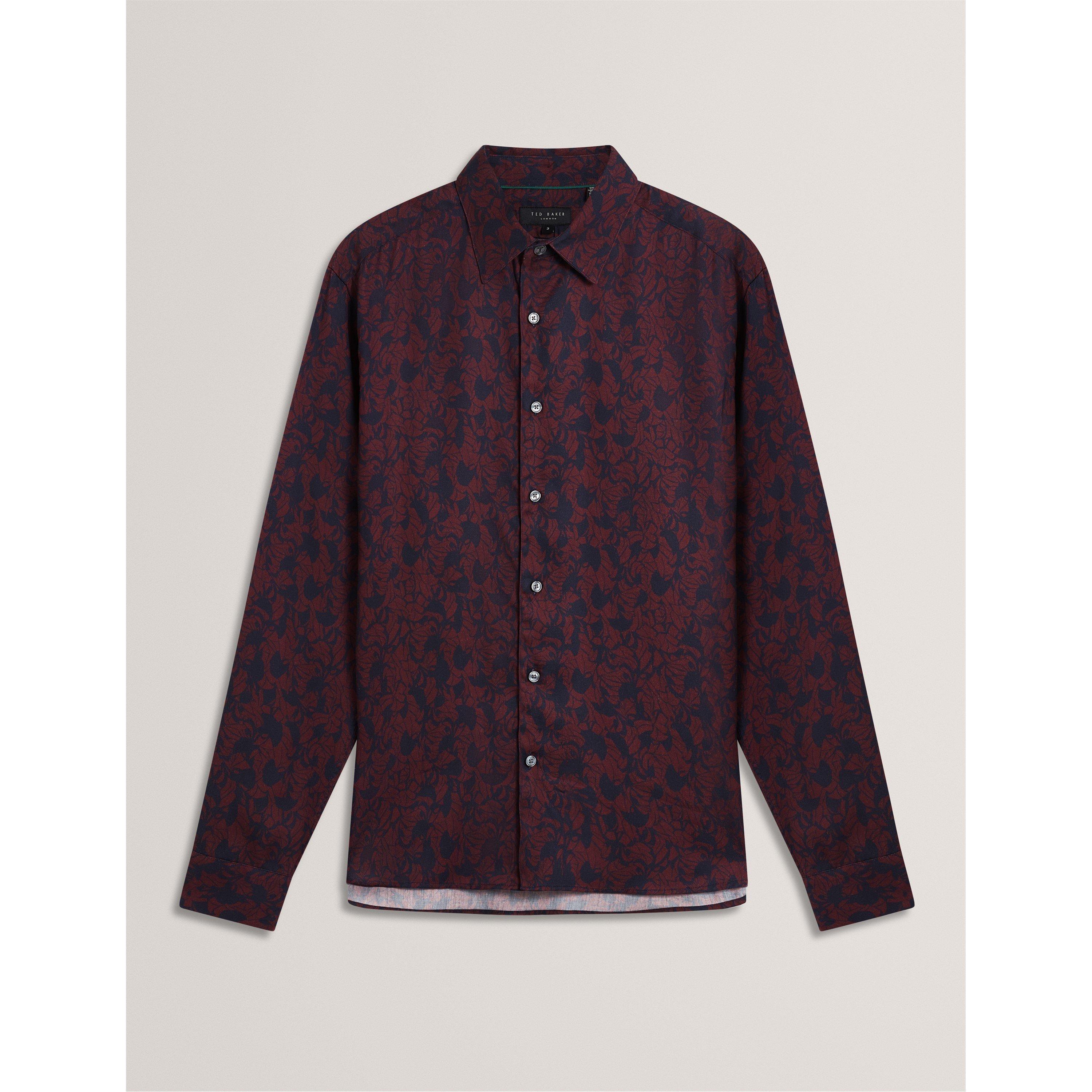 Ted Baker Men's Floral Long-Sleeve Patterned Shirt - Maroon - S (2)