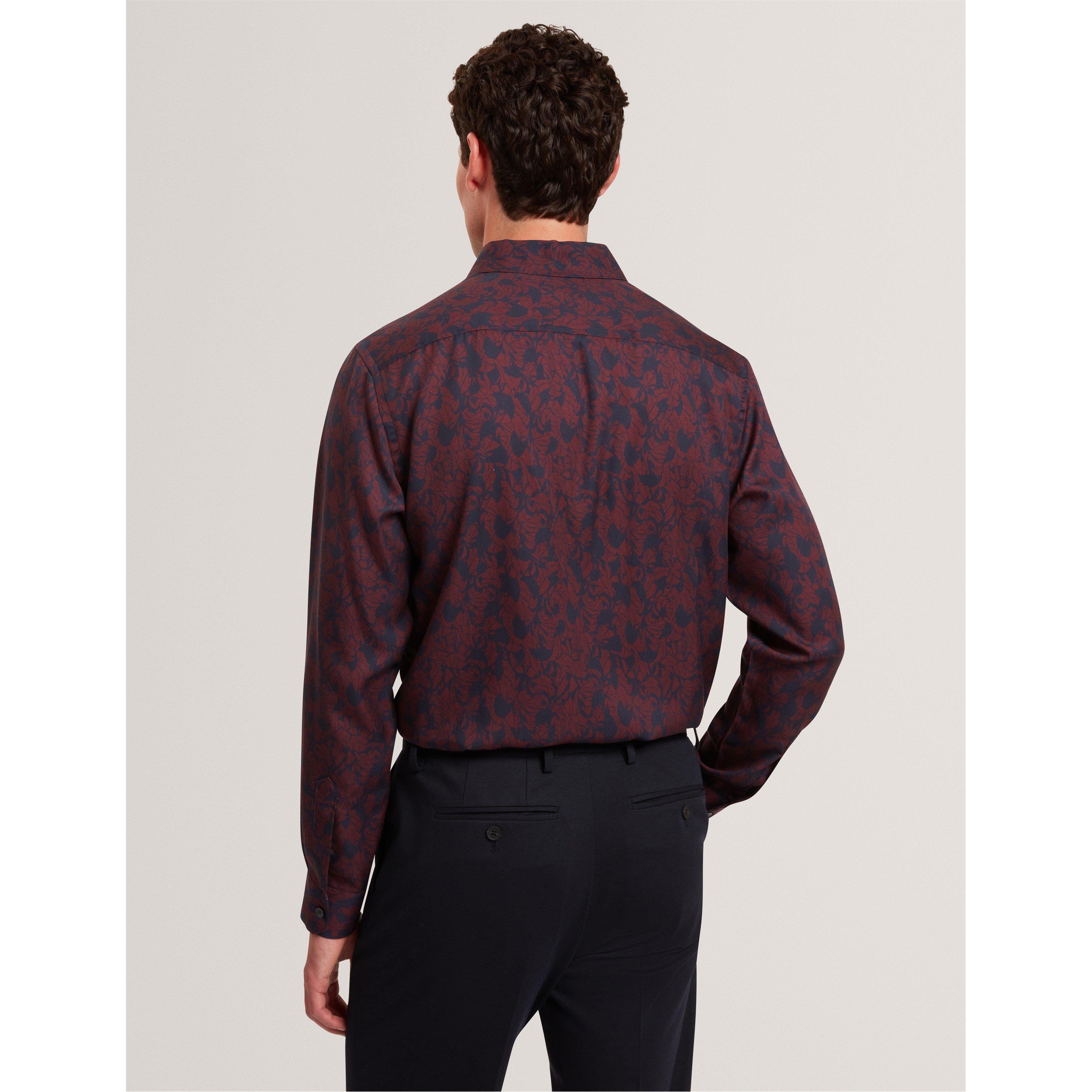 Borgogna - Ted Baker - Men's Floral Long-Sleeve Patterned Shirt - 3
