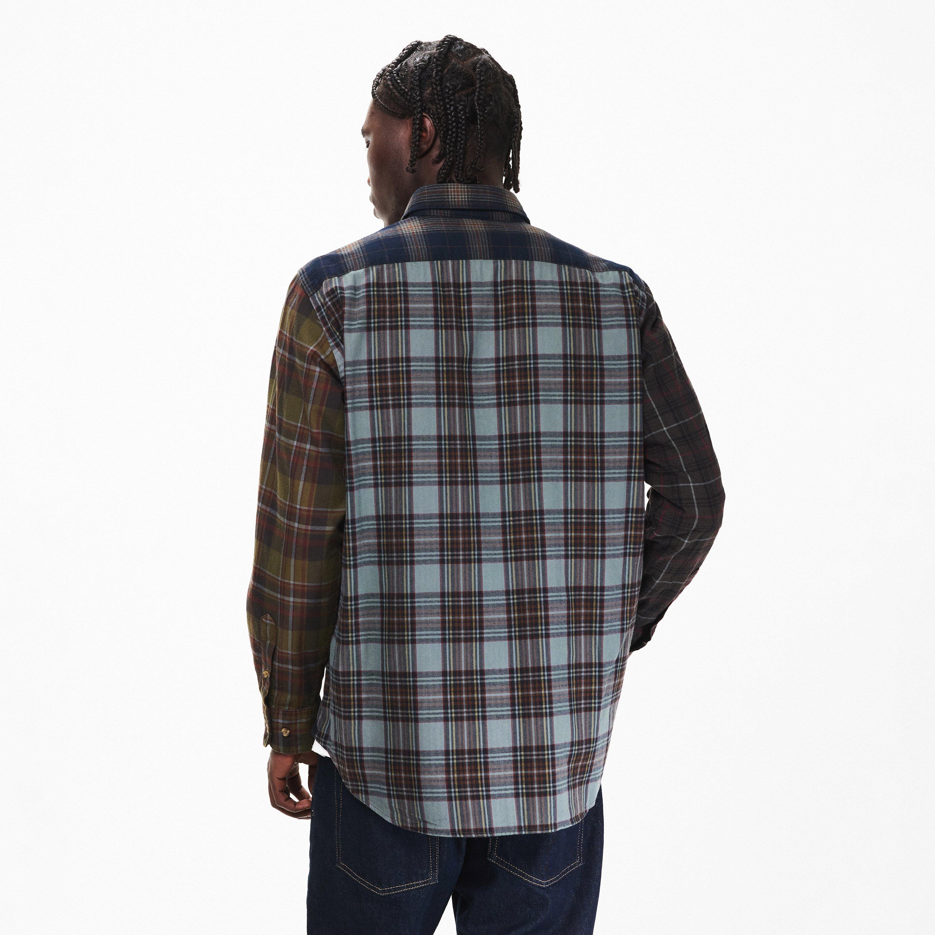 Charcoal - Aries - Men's Patchwrk Long Sleeve Patterned Shirt - 4