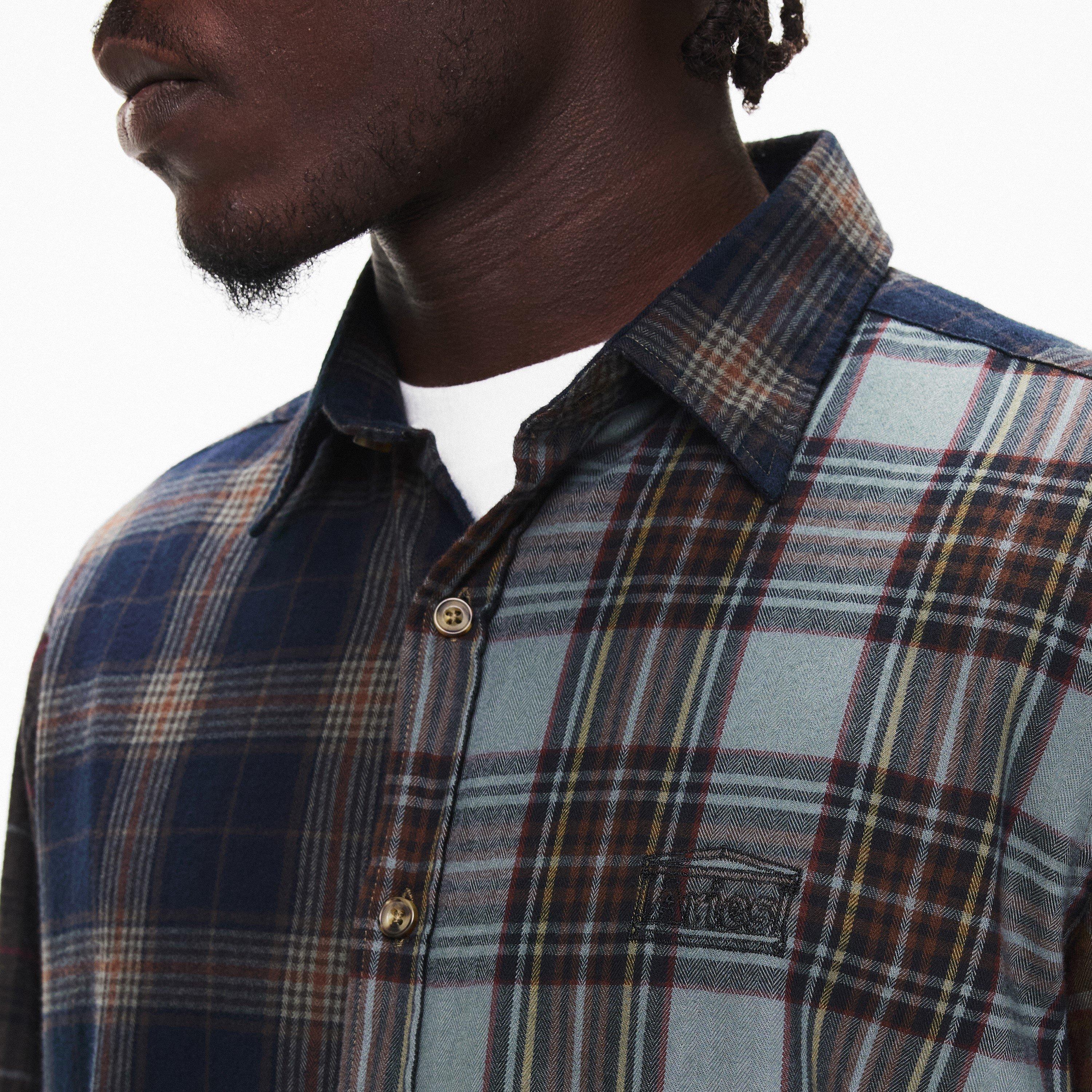 Charcoal - Aries - Men's Patchwrk Long Sleeve Patterned Shirt - 5