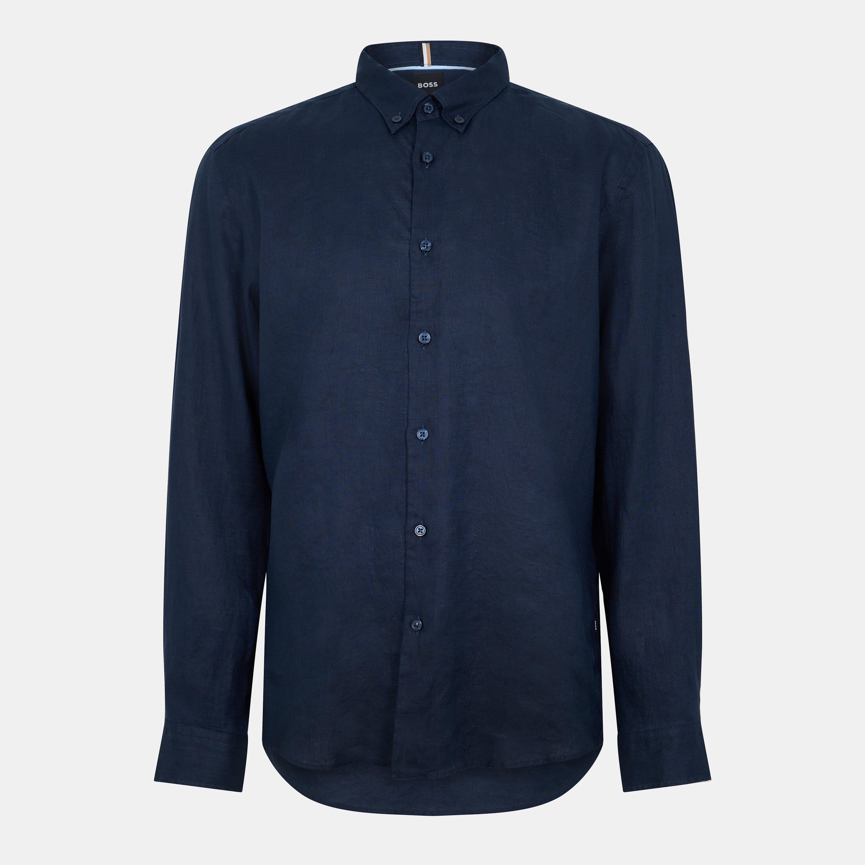 Dark Blue - Boss - Men's Liam Oxford Long-Sleeve Shirt - 1