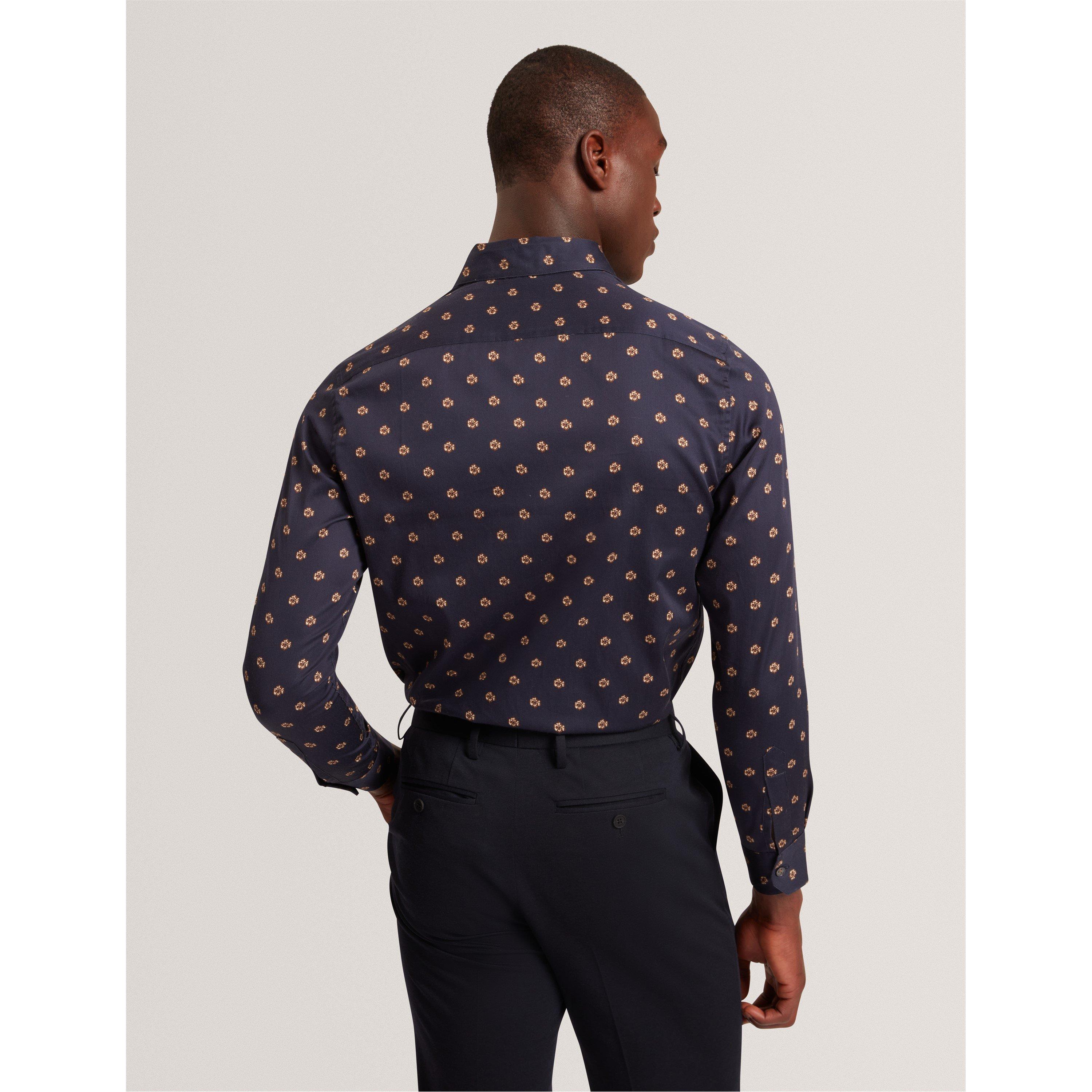 Blu navy - Ted Baker - Men's Floral Long-Sleeve Patterned Shirt - 3