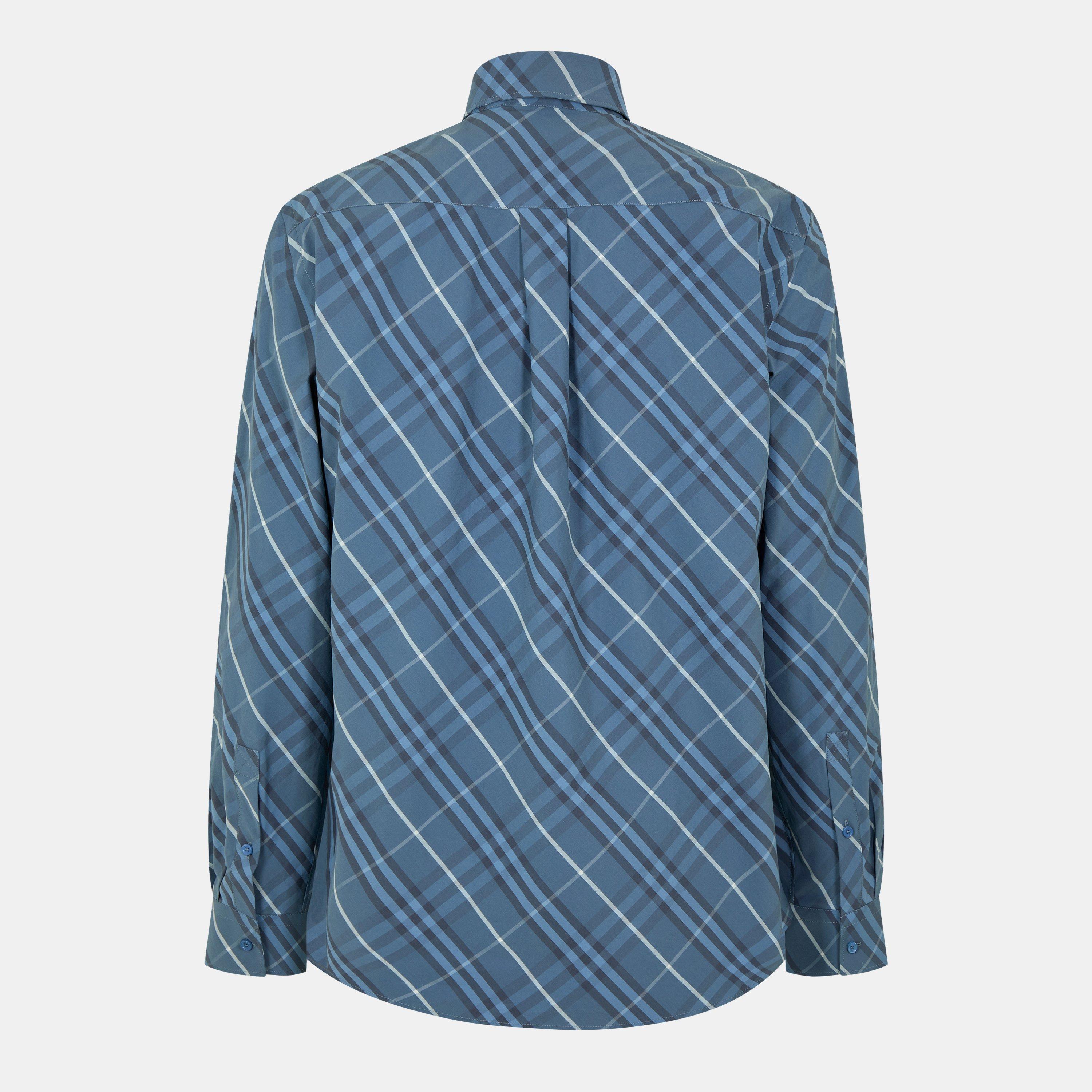 Pewter - Burberry - Men's Burberry Check Long-Sleeve Patterned Shirt - 2