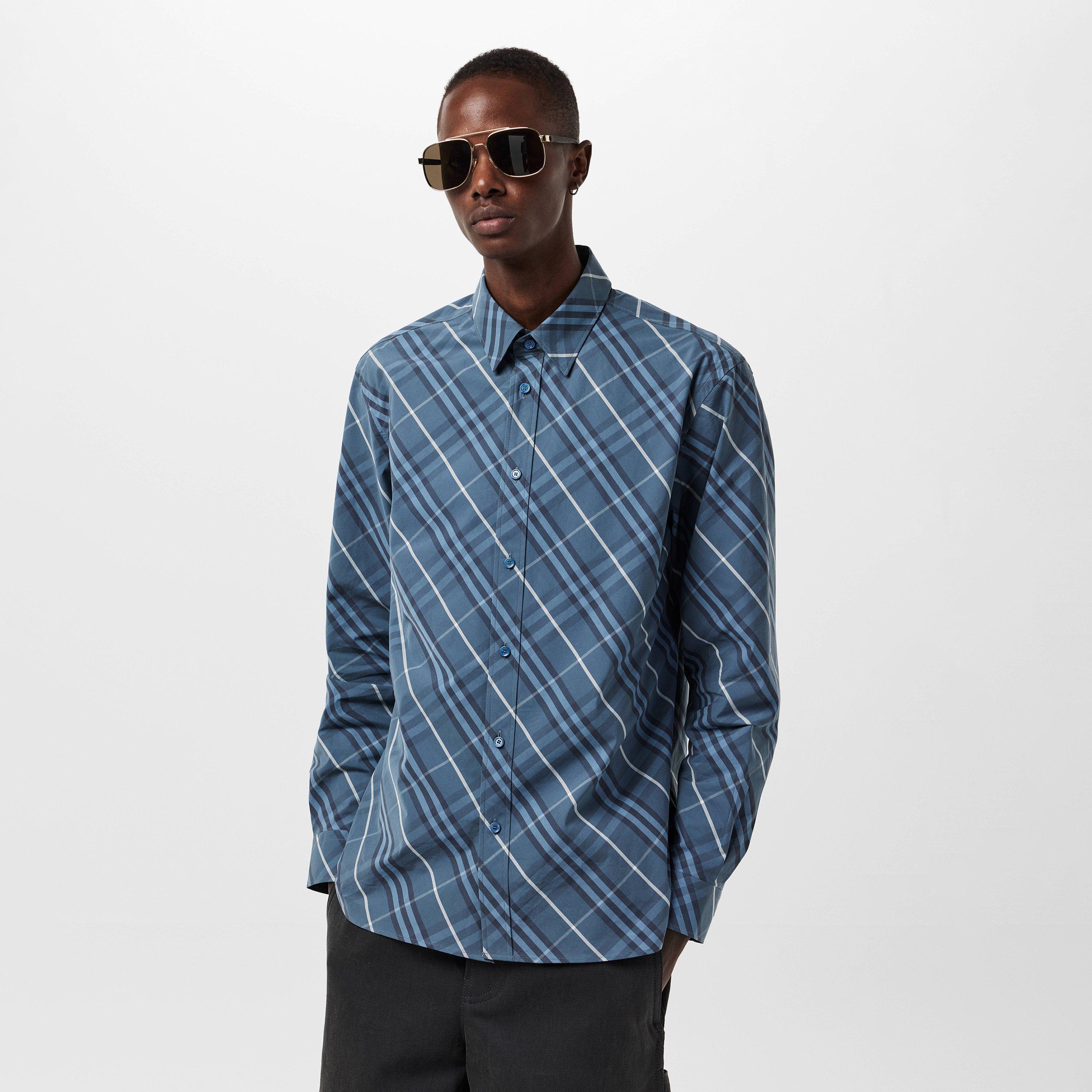 Pewter - Burberry - Men's Burberry Check Long-Sleeve Patterned Shirt - 3