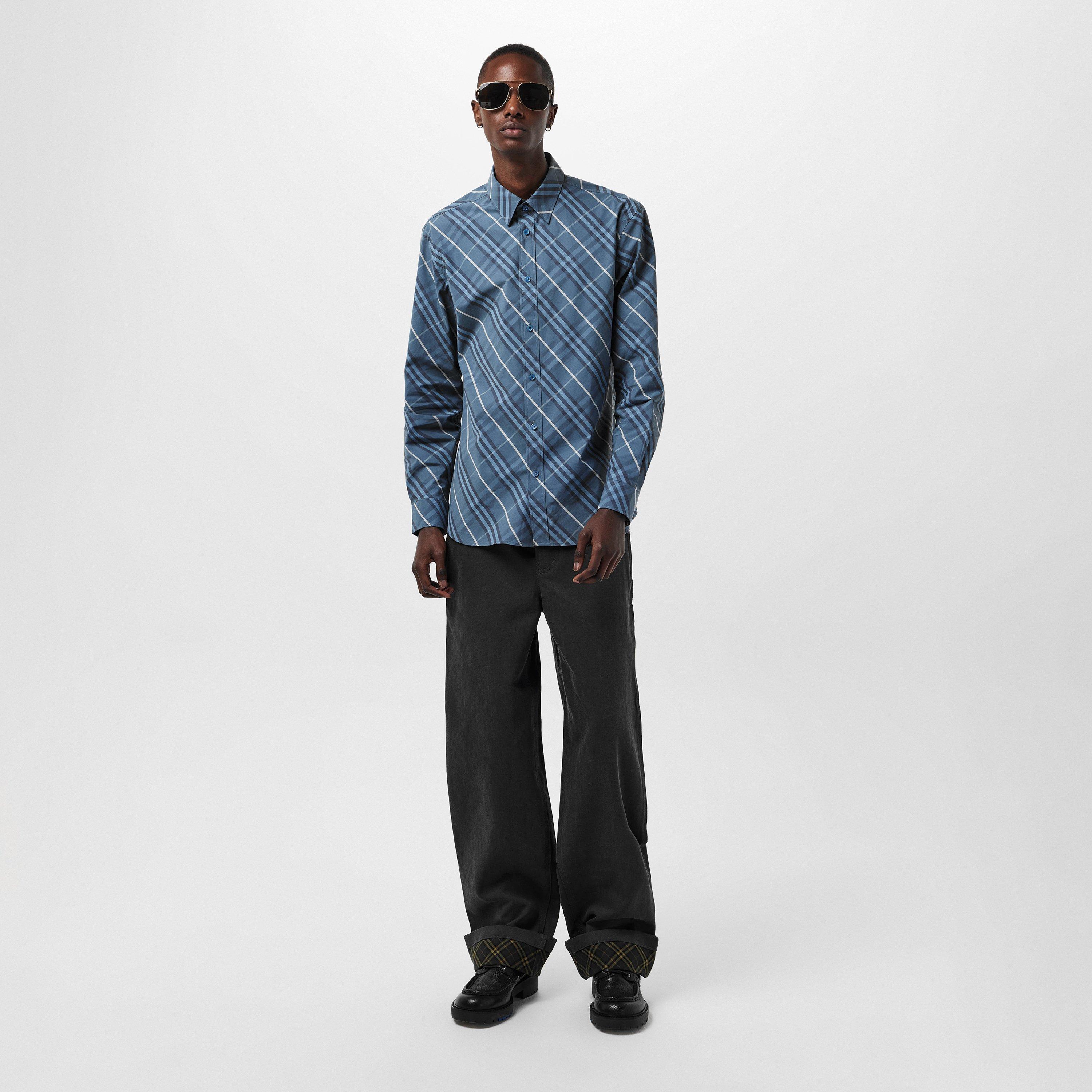 Pewter - Burberry - Men's Burberry Check Long-Sleeve Patterned Shirt - 6