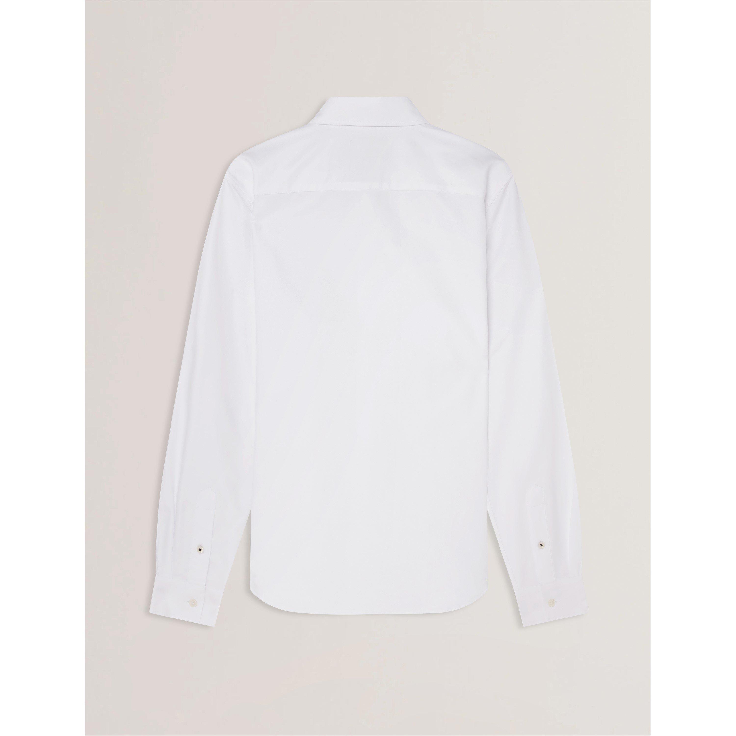 White - Ted Baker - Men's Long-Sleeve Oxford Plain Shirt - 2