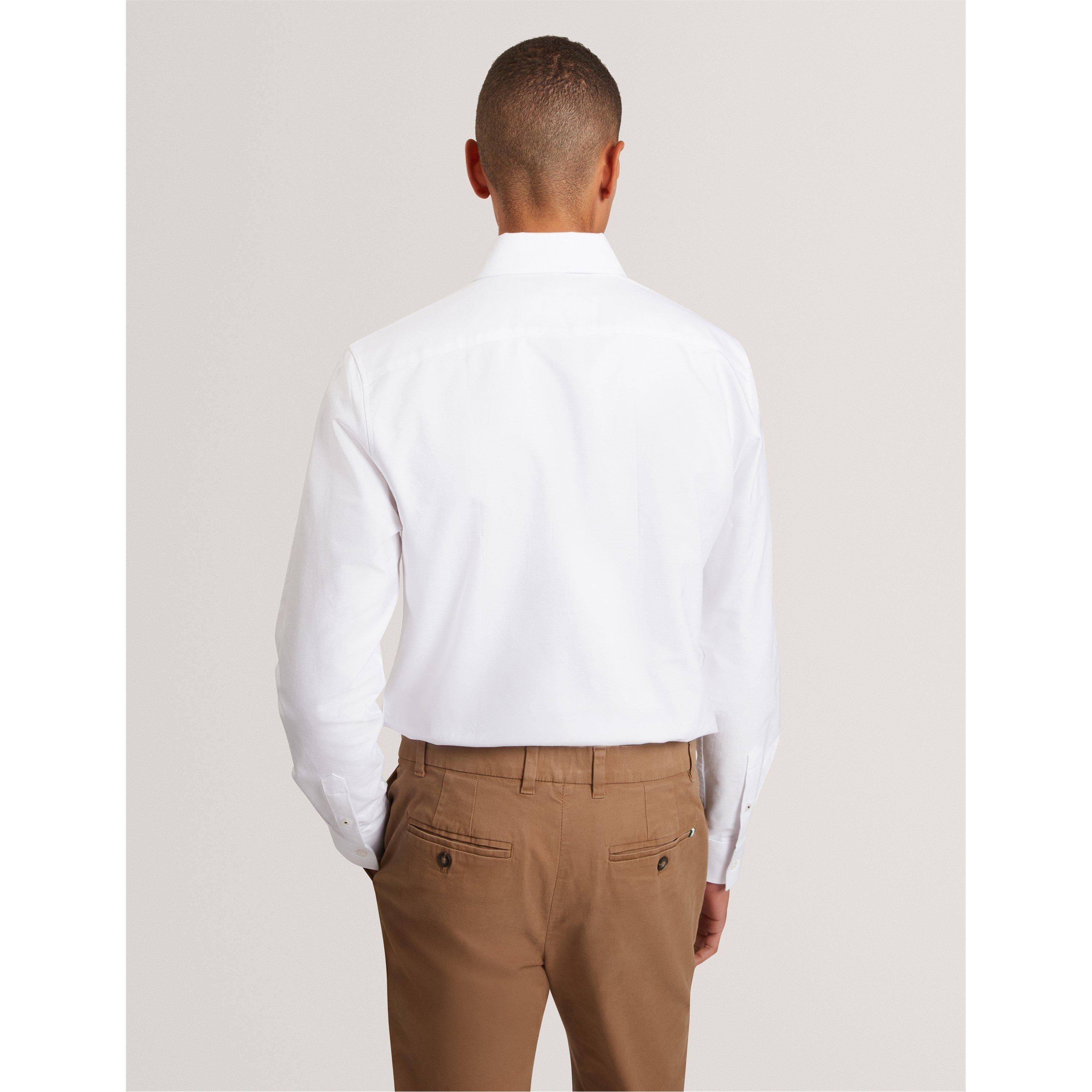 White - Ted Baker - Men's Long-Sleeve Oxford Plain Shirt - 4