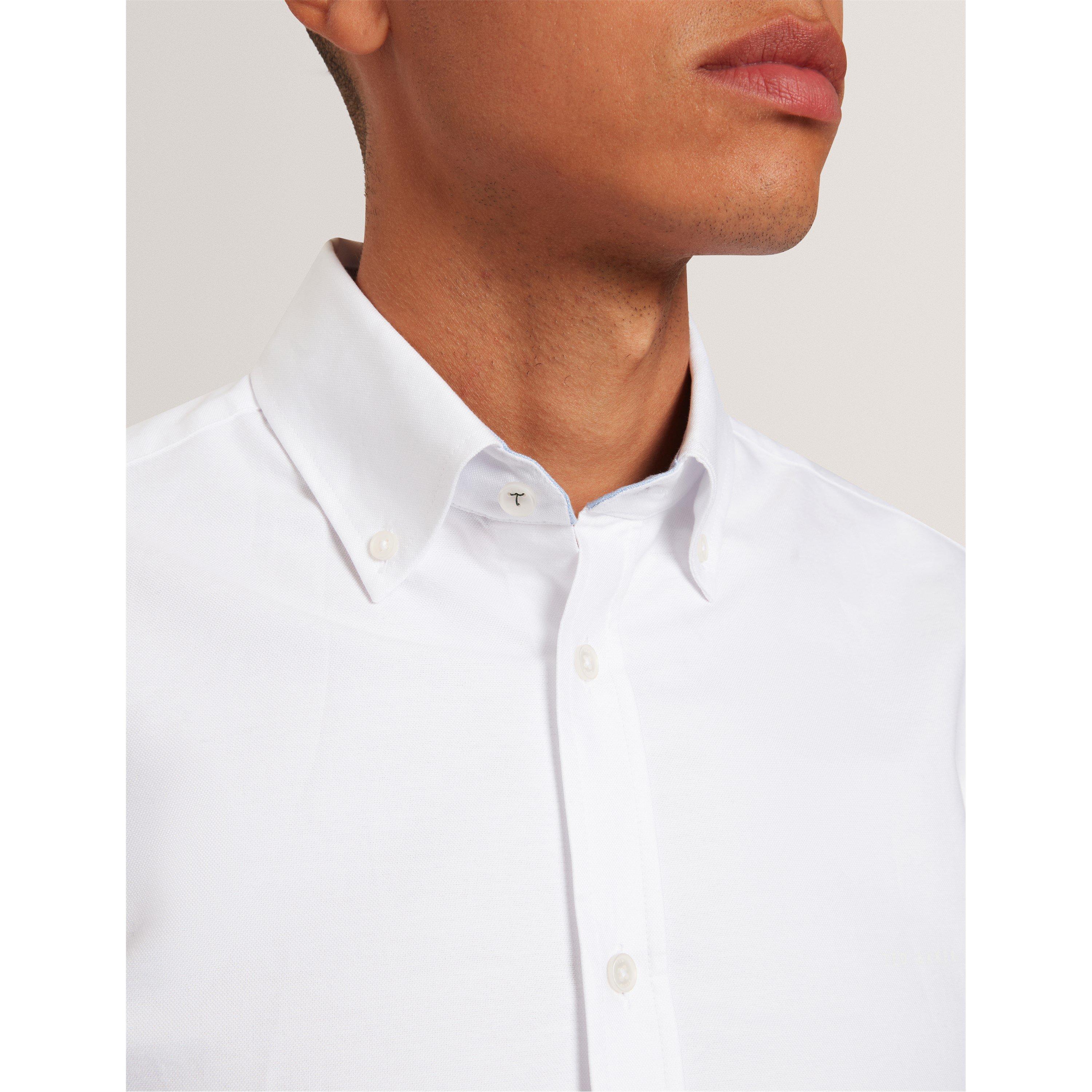 White - Ted Baker - Men's Long-Sleeve Oxford Plain Shirt - 5