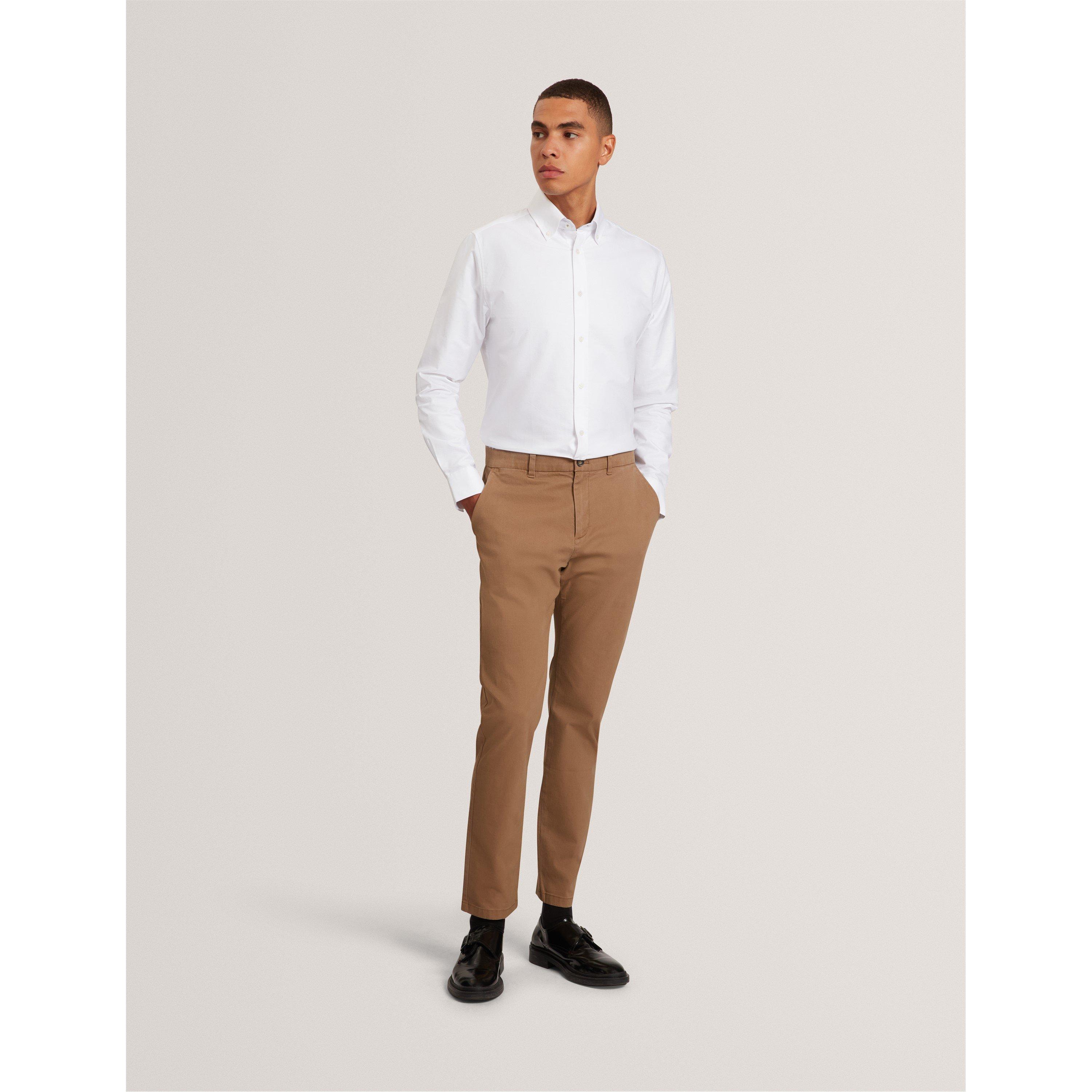 White - Ted Baker - Men's Long-Sleeve Oxford Plain Shirt - 6