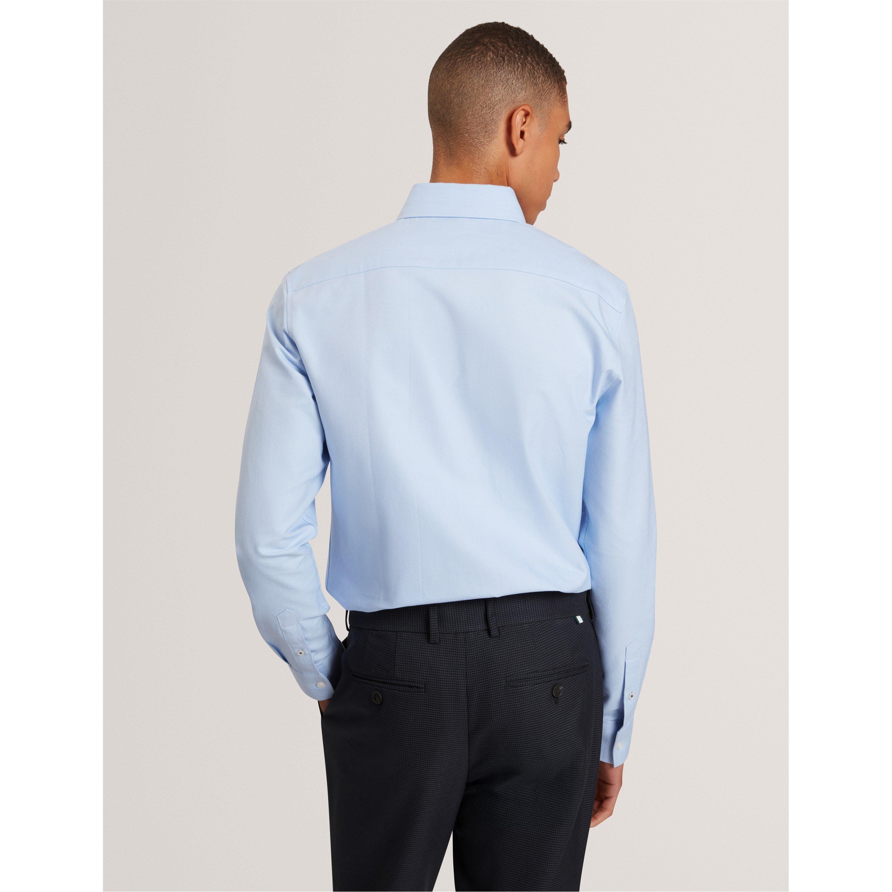 Pl Blue - Ted Baker - Men's Long-Sleeve Oxford Plain Shirt - 4