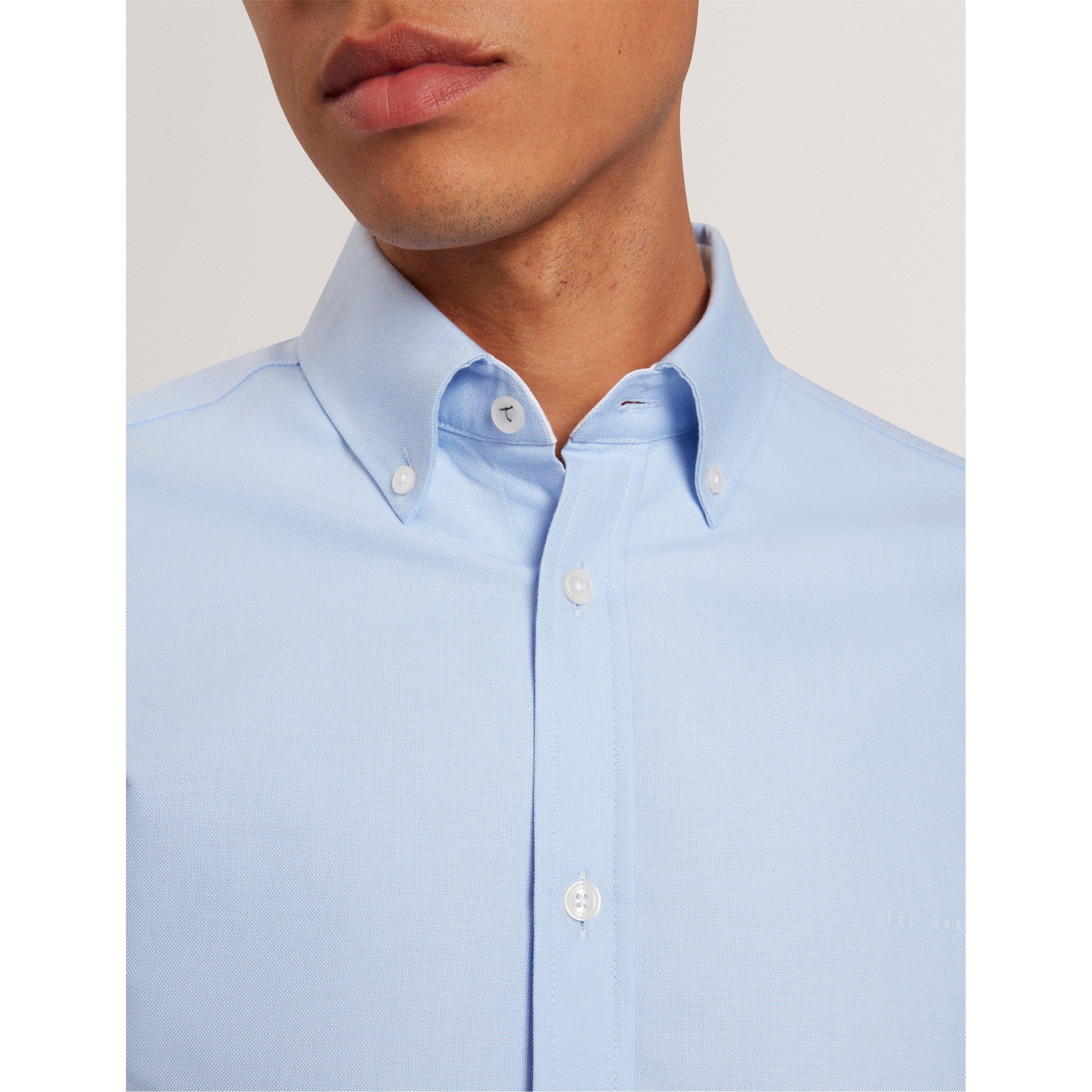 Pl Blue - Ted Baker - Men's Long-Sleeve Oxford Plain Shirt - 5