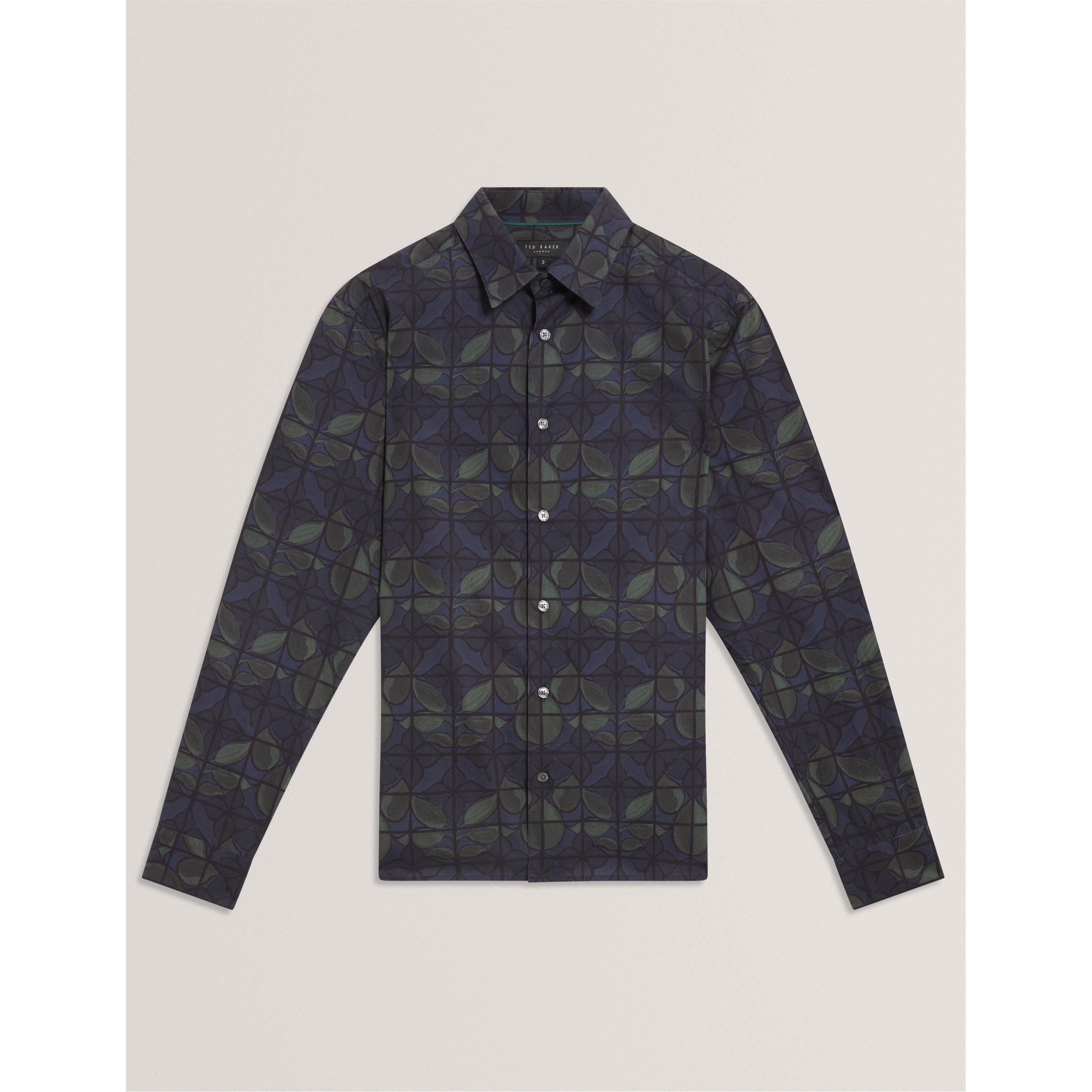 Ted Baker Men's Long-Sleeve Floral Patterned Shirt - Navy - M (3)