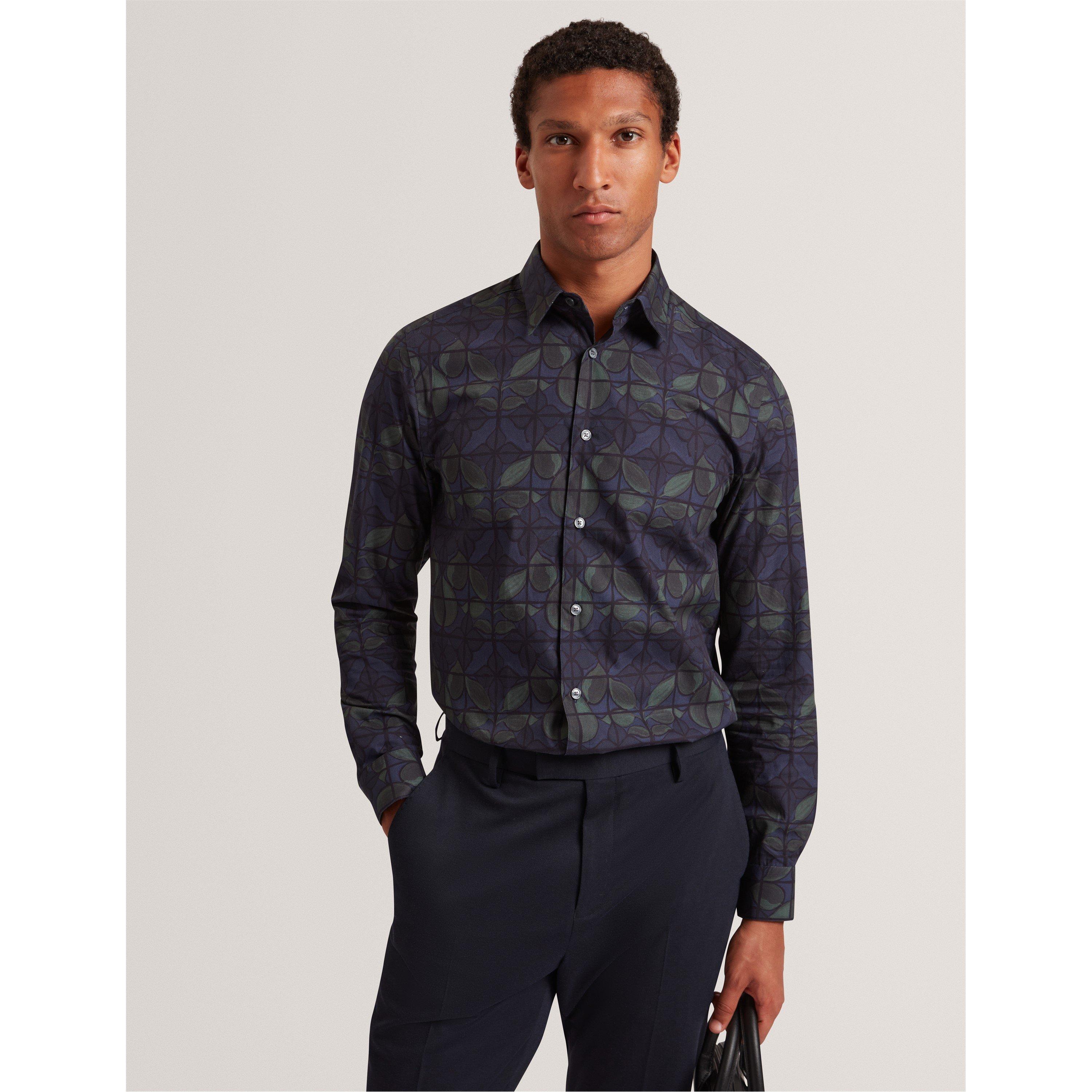 Blu navy - Ted Baker - Men's Long-Sleeve Floral Patterned Shirt - 2