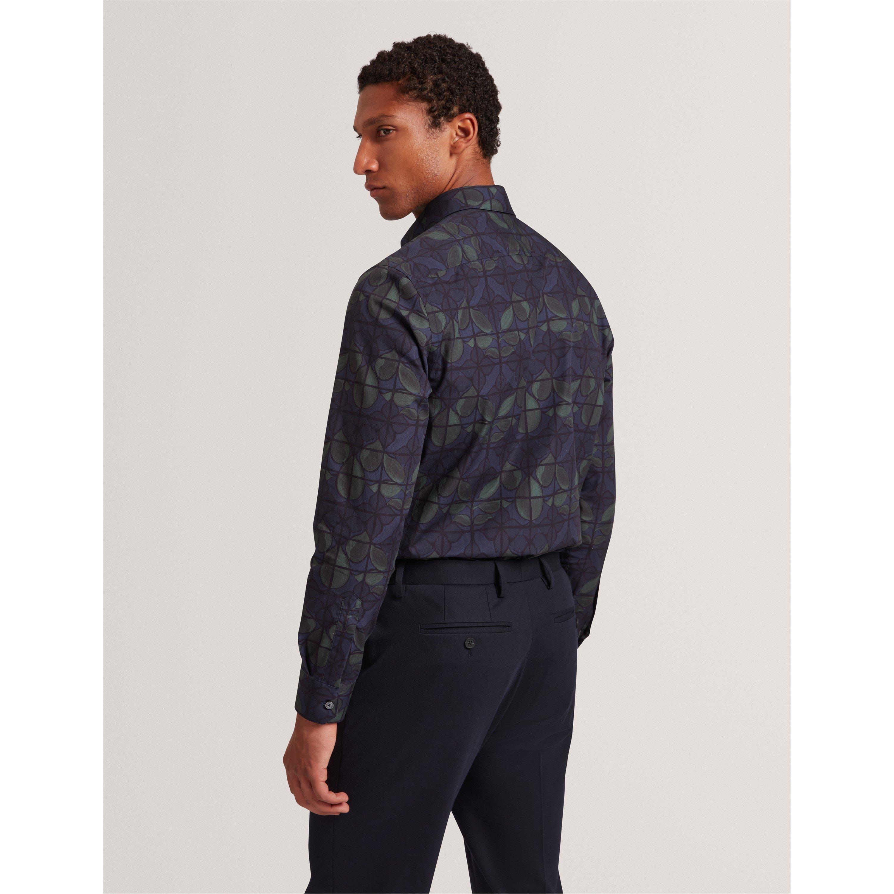 Blu navy - Ted Baker - Men's Long-Sleeve Floral Patterned Shirt - 3