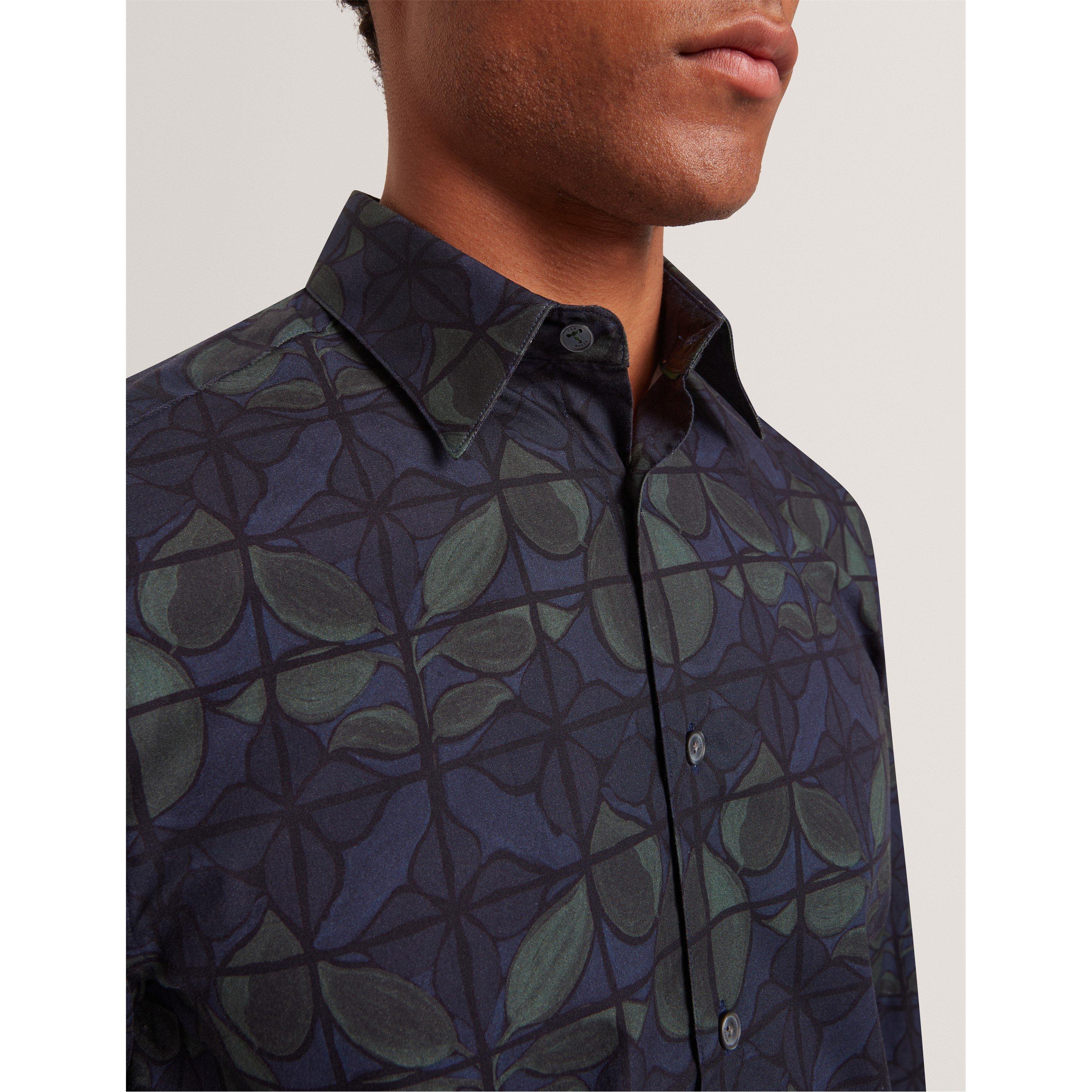 Blu navy - Ted Baker - Men's Long-Sleeve Floral Patterned Shirt - 4