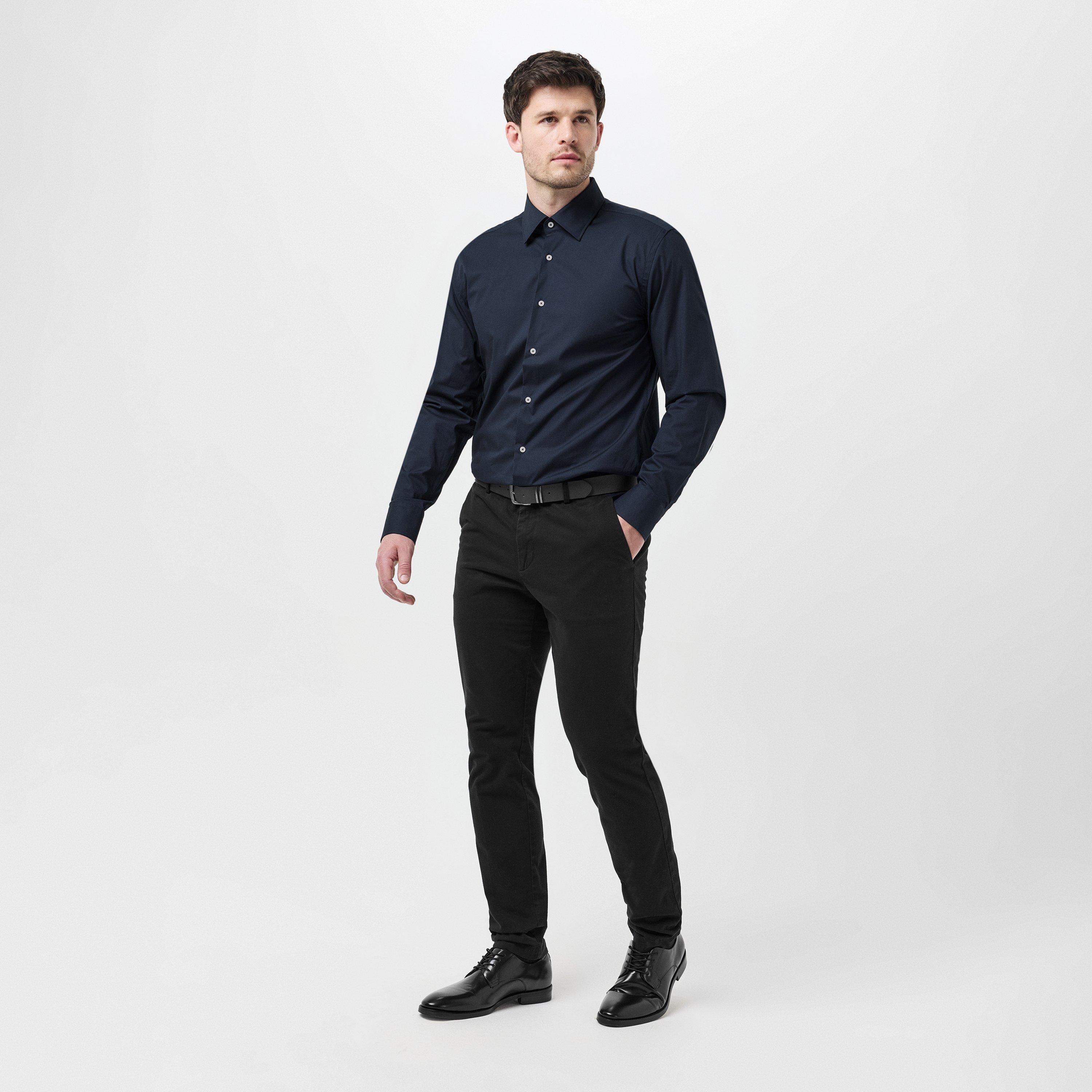 Dark Blue - Boss - Hank Knitted 214 Long-Sleeve Shirt - 6