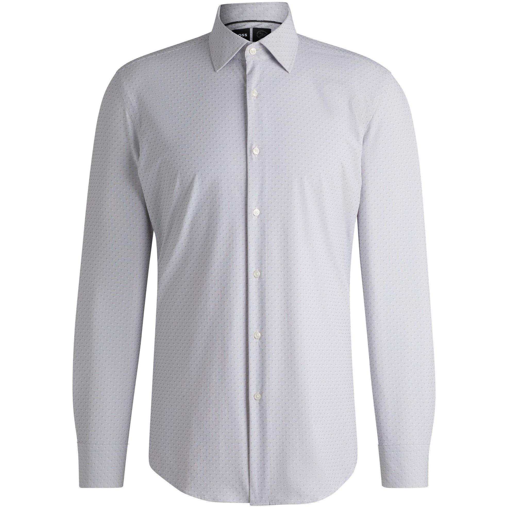 Medium Grey - Boss - Men's Hank Knitted 222 Long-Sleeve Shirt - 1