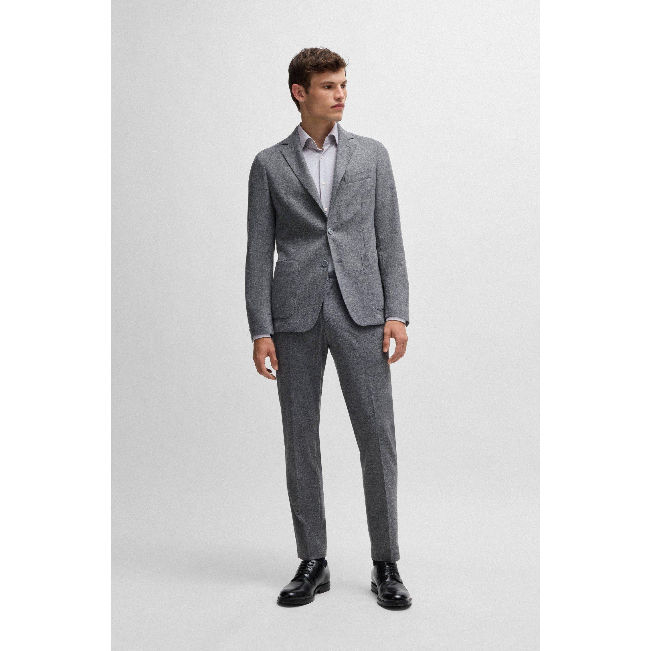 Medium Grey - Boss - Men's Hank Knitted 222 Long-Sleeve Shirt - 2