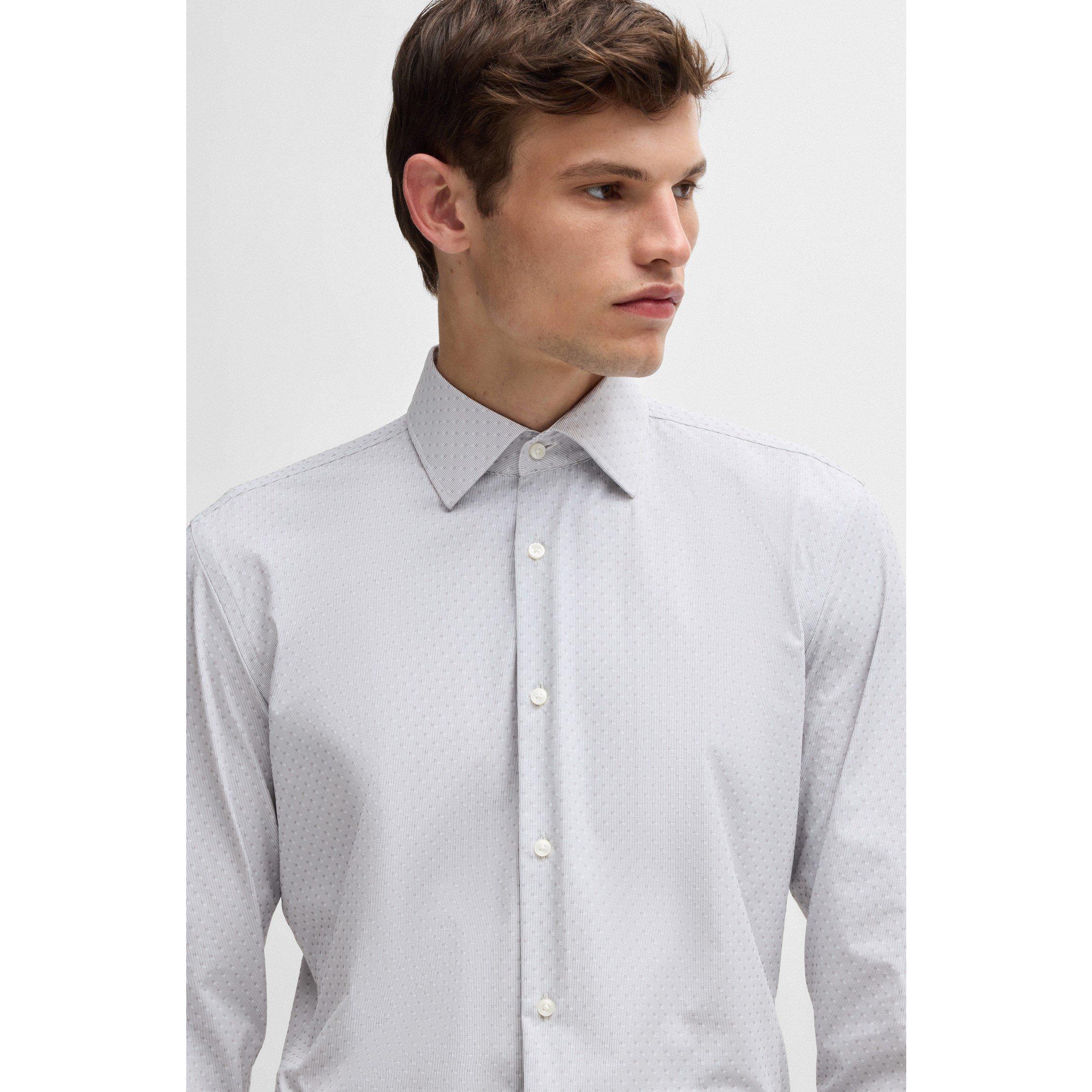 Medium Grey - Boss - Men's Hank Knitted 222 Long-Sleeve Shirt - 4