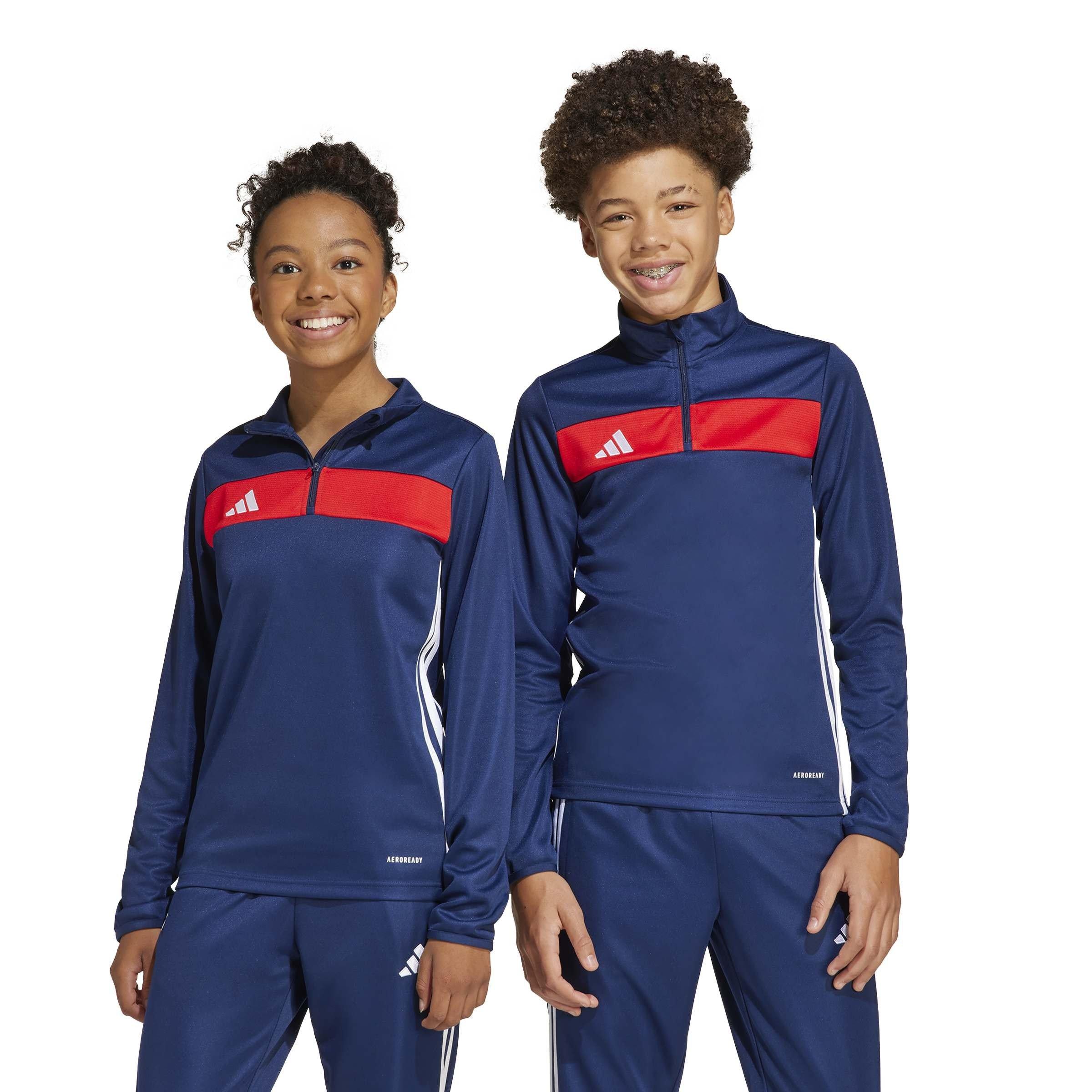 Navblu/Red - adidas - Kids' Tiro Es Quarter-Zip Long-Sleeve Tracksuit Top - 2