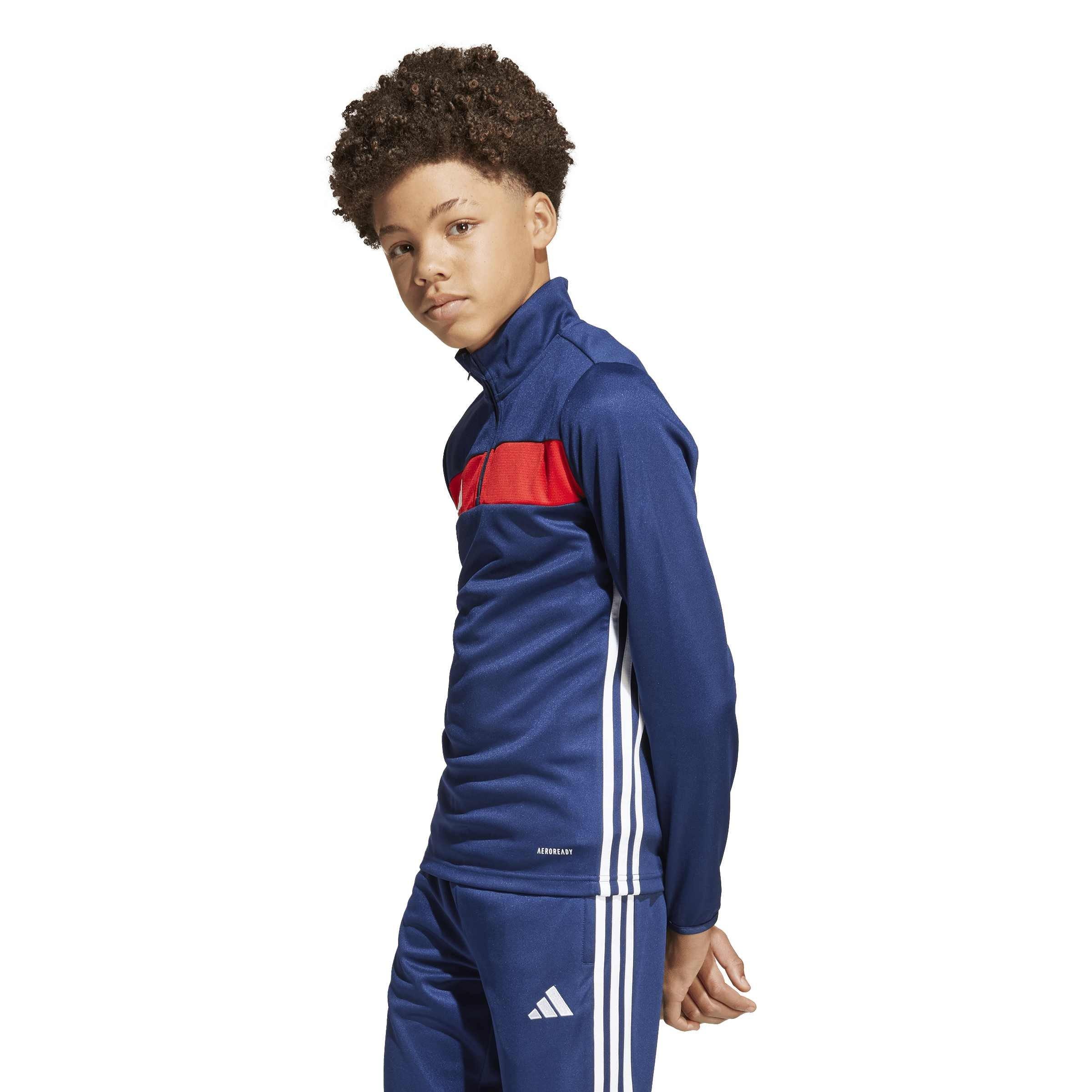 Navblu/Red - adidas - Kids' Tiro Es Quarter-Zip Long-Sleeve Tracksuit Top - 4