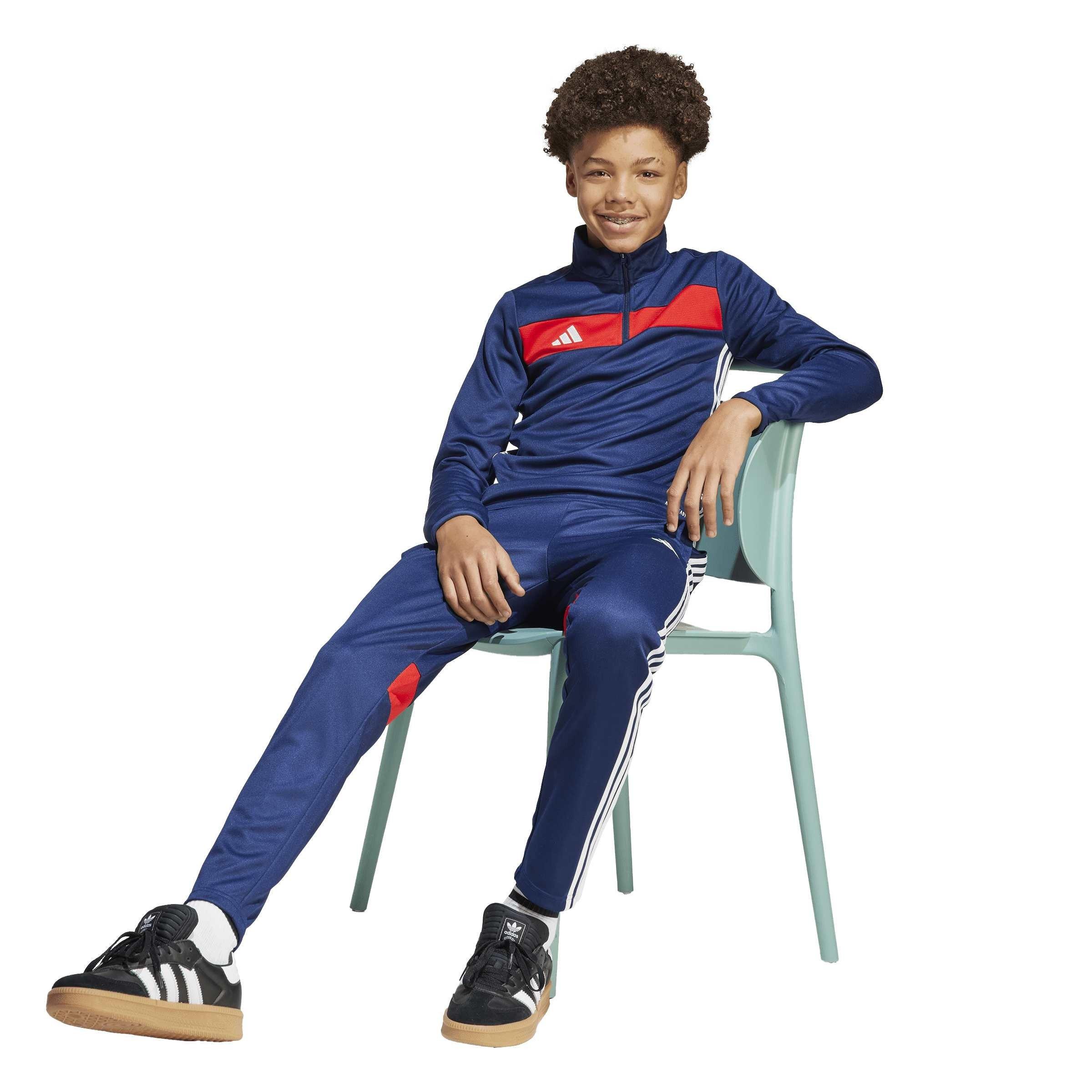 Navblu/Red - adidas - Kids' Tiro Es Quarter-Zip Long-Sleeve Tracksuit Top - 7