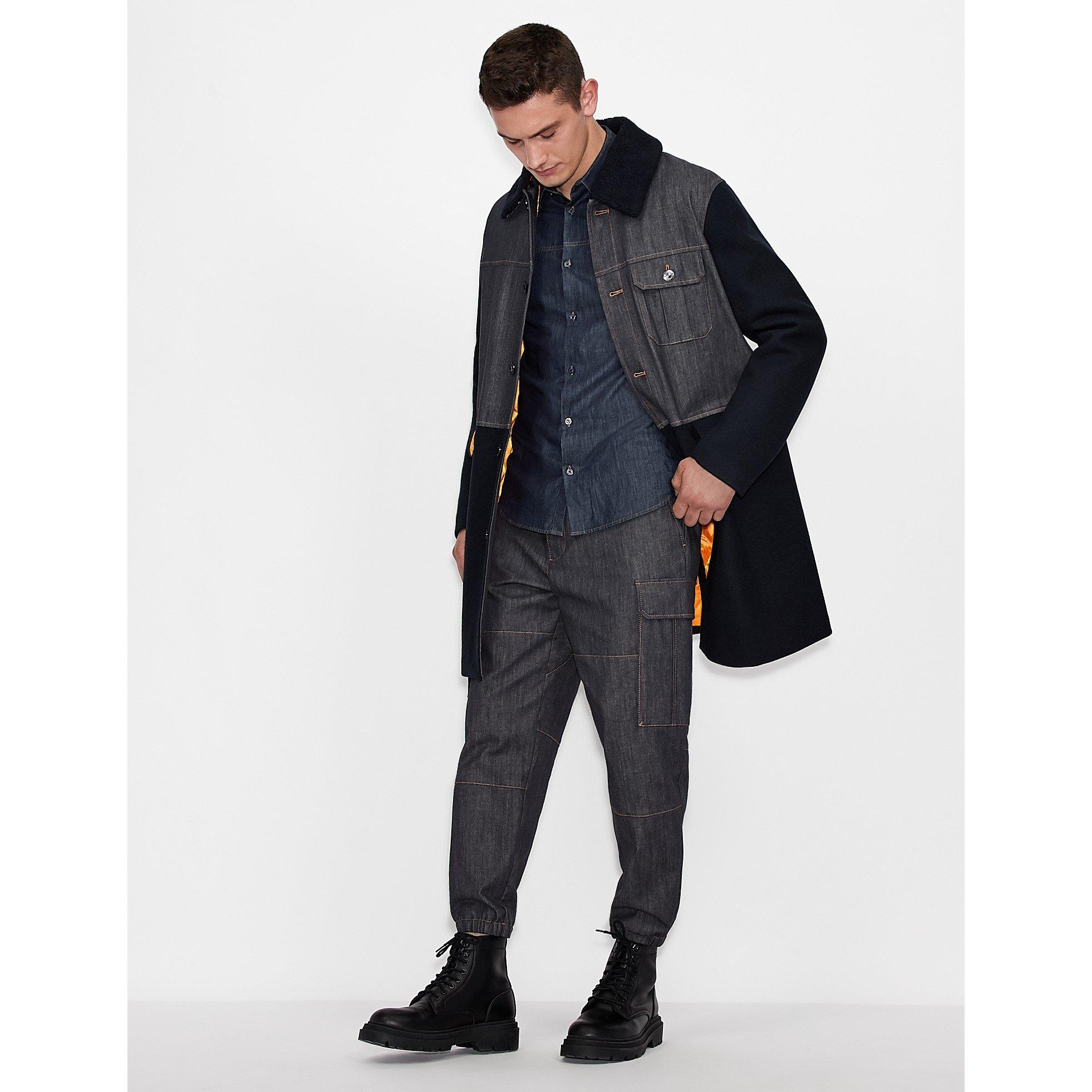 Indigo Denim - Armani Exchange - Men's Plain Long-Sleeve Shirt - 3