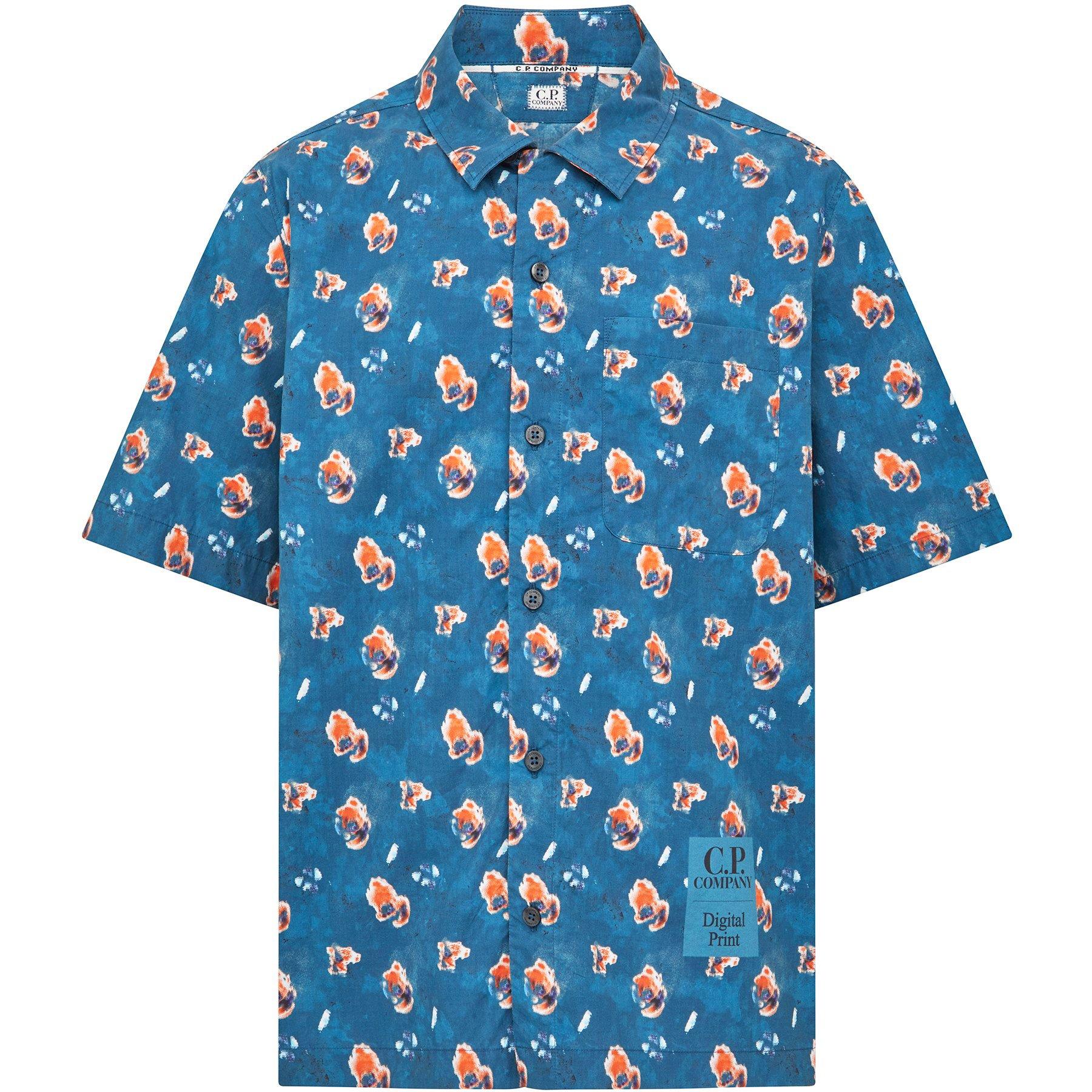 Ink Blue 848 - CP Company - Sponged Short Sleeve Shirt - 1