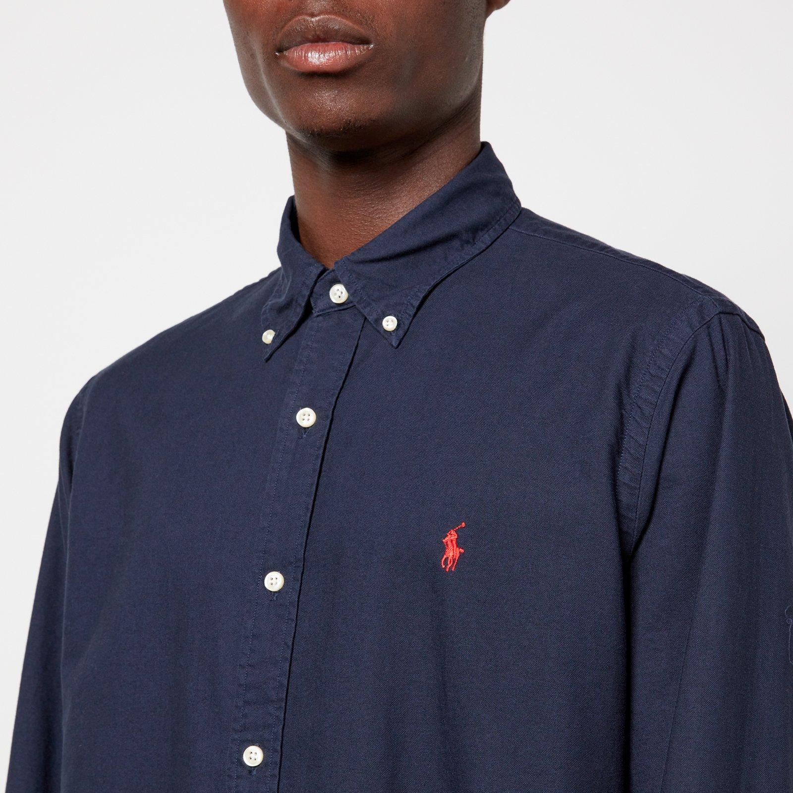 Navy - Ralph Lauren - Men's Long Sleeve Oxford Shirt - 3