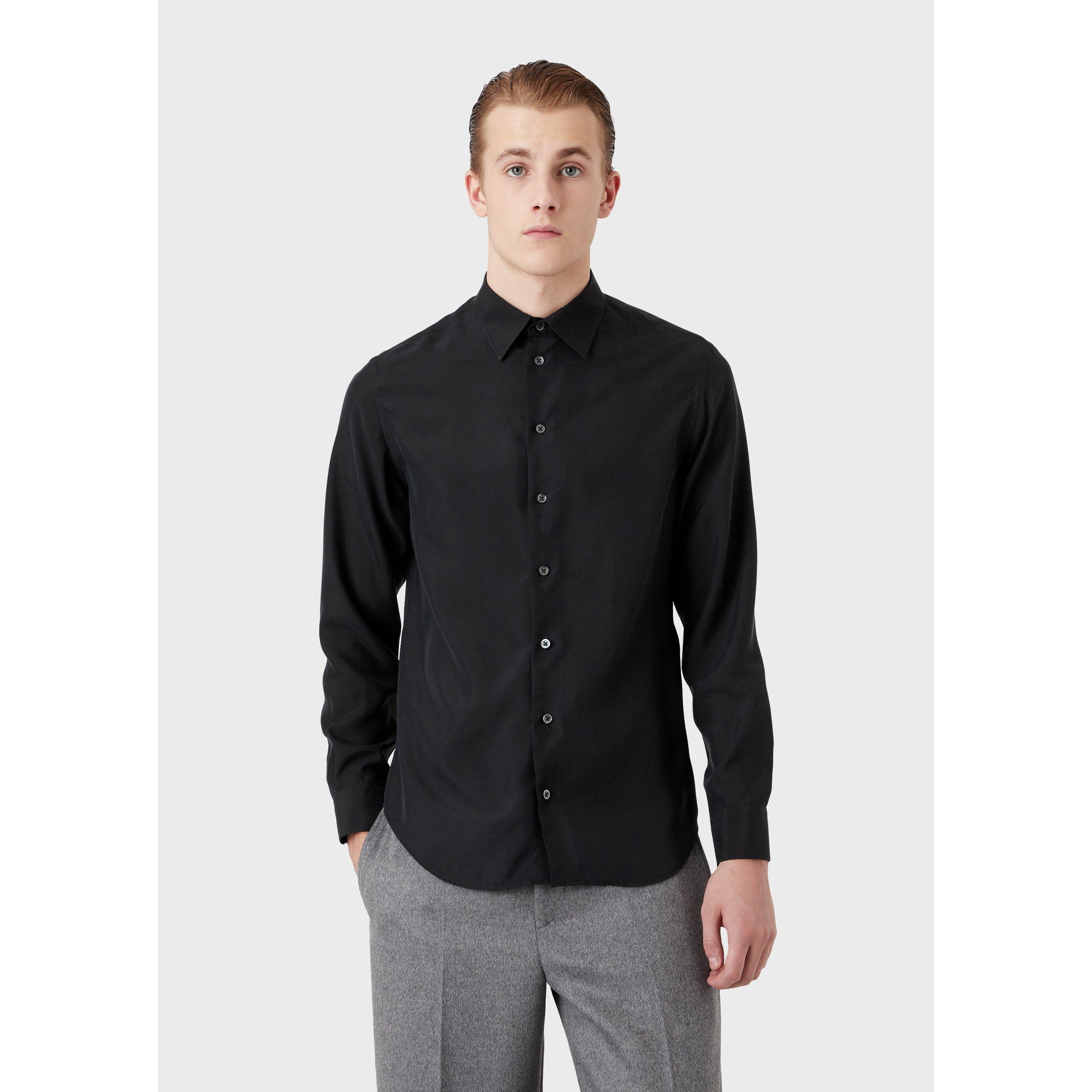 Nero - Emporio Armani - Men's Long-Sleeve Plain Shirt - 2