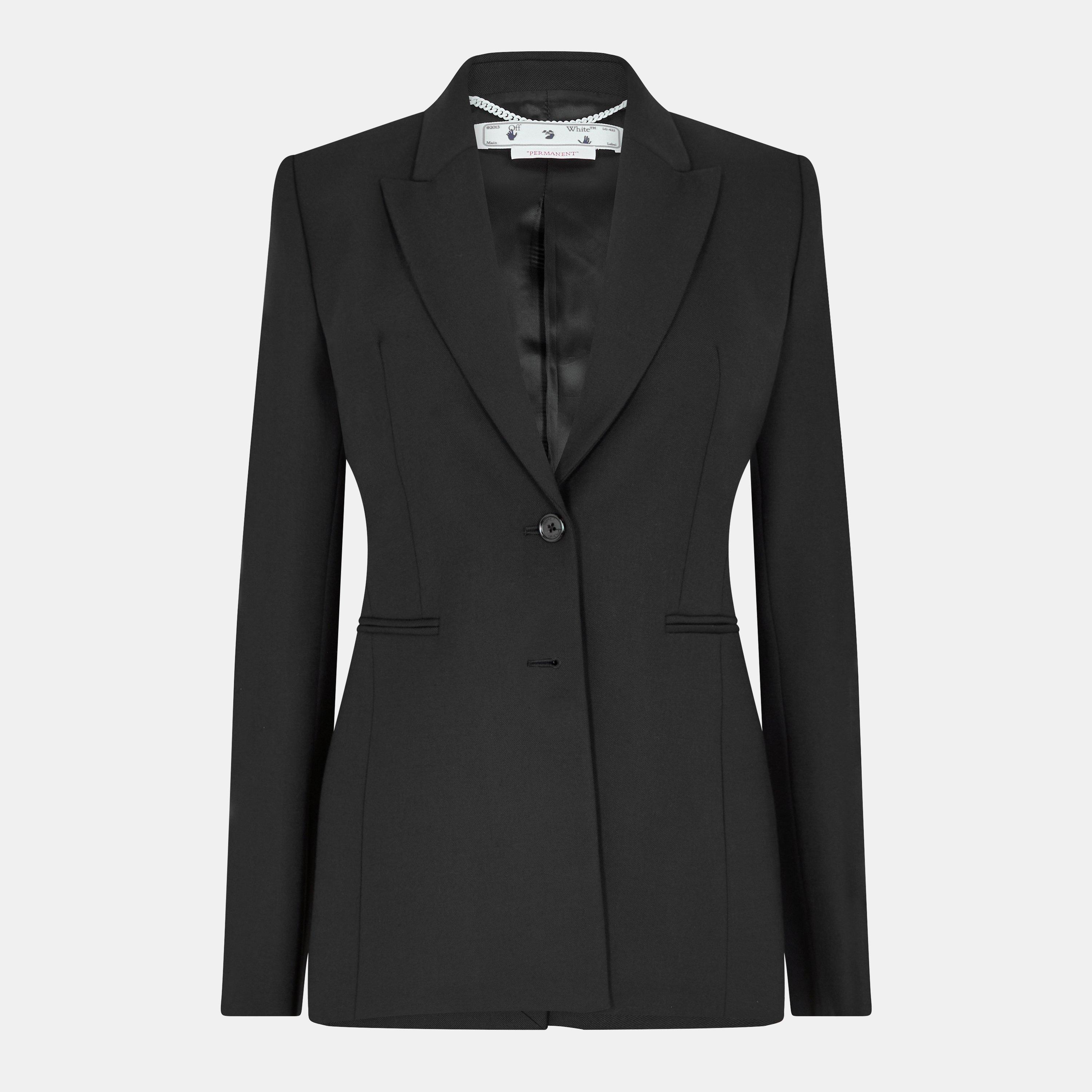 Black/White - Off White - Women's Structured Suit Jacket - 1
