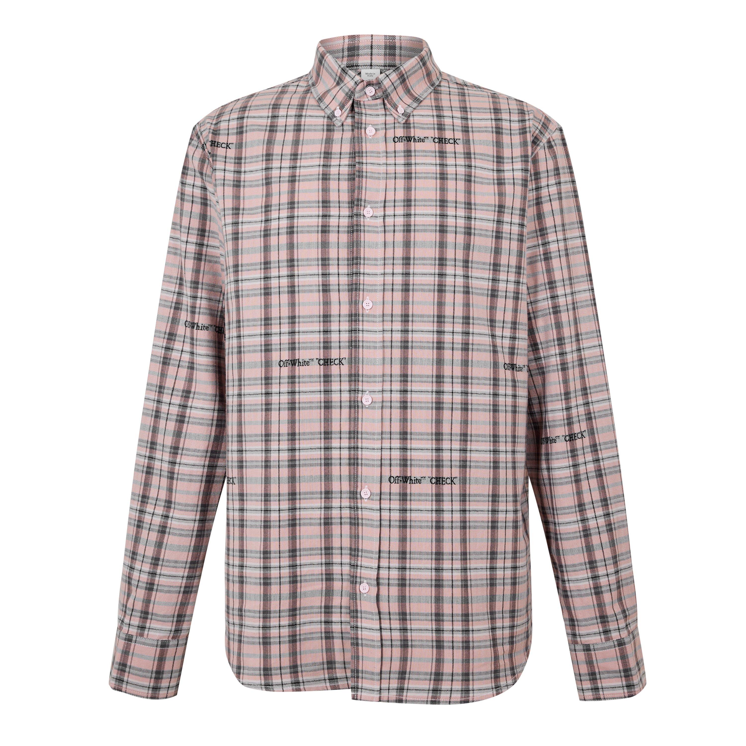 Off White Men's Long Sleeve Patterned Shirt - Mauve 6080 - M