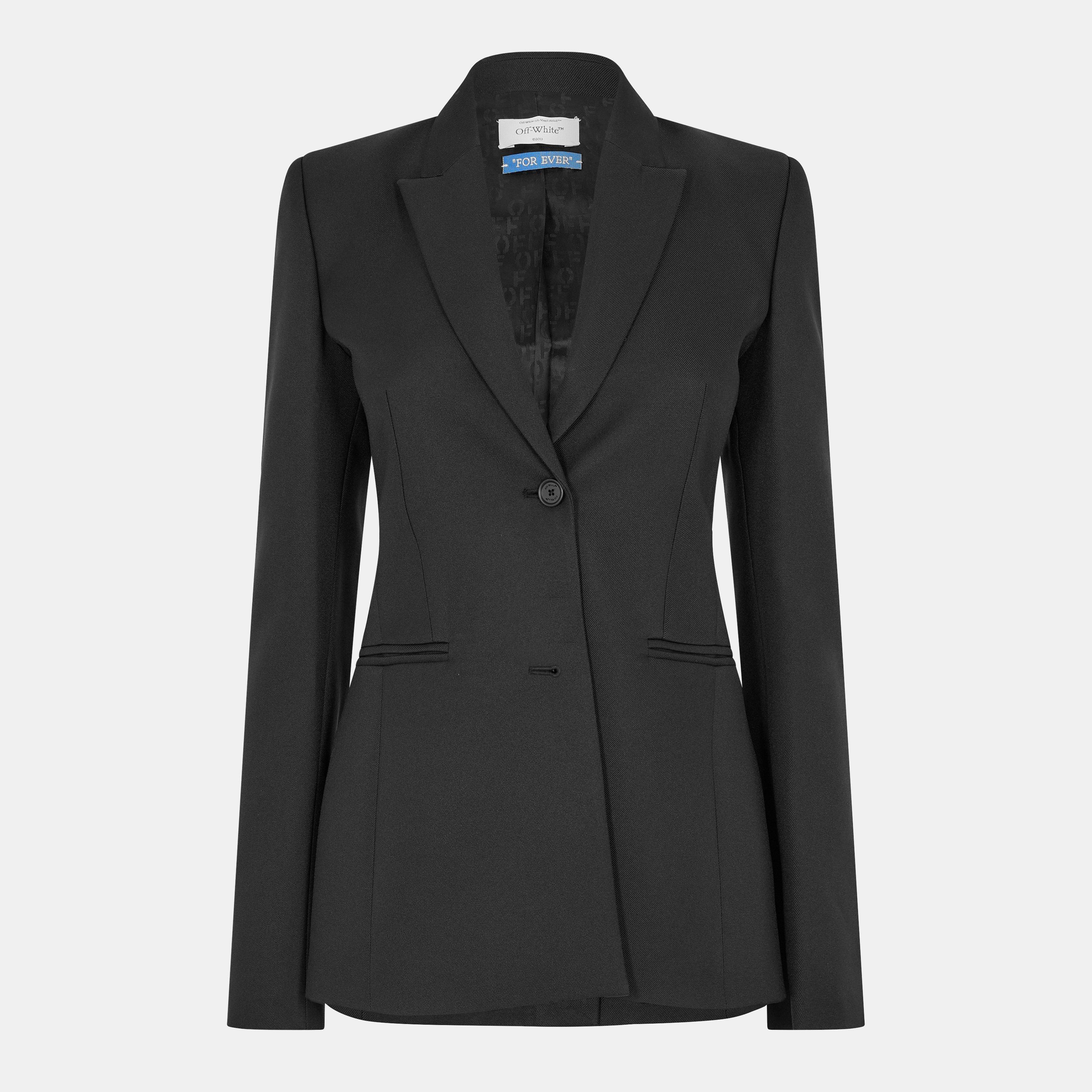 Black/White - Off White - Women's Tailored Suit Jacket - 1