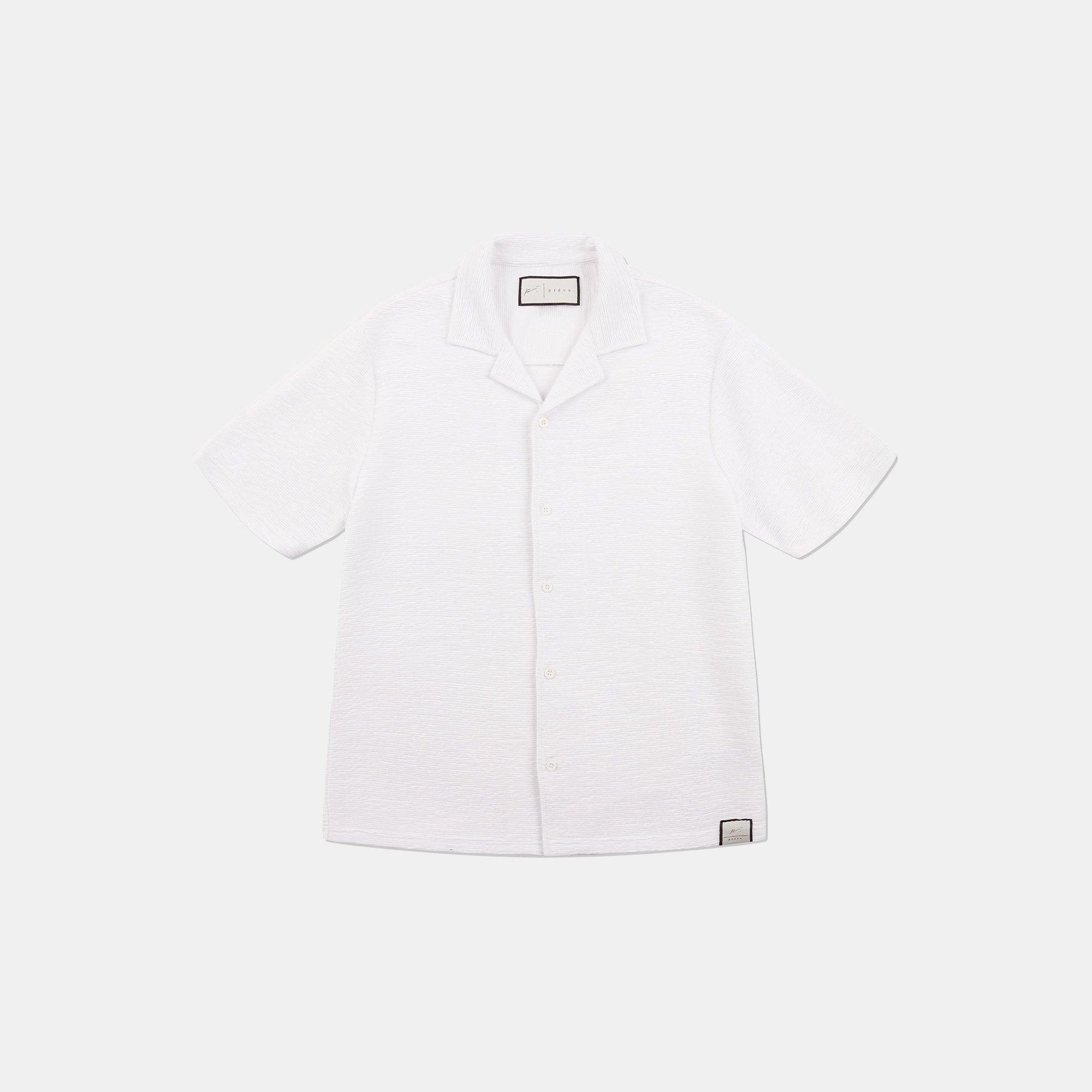 White - Prevu - Men's Ottoman Short Sleeve Plain Shirt - 1