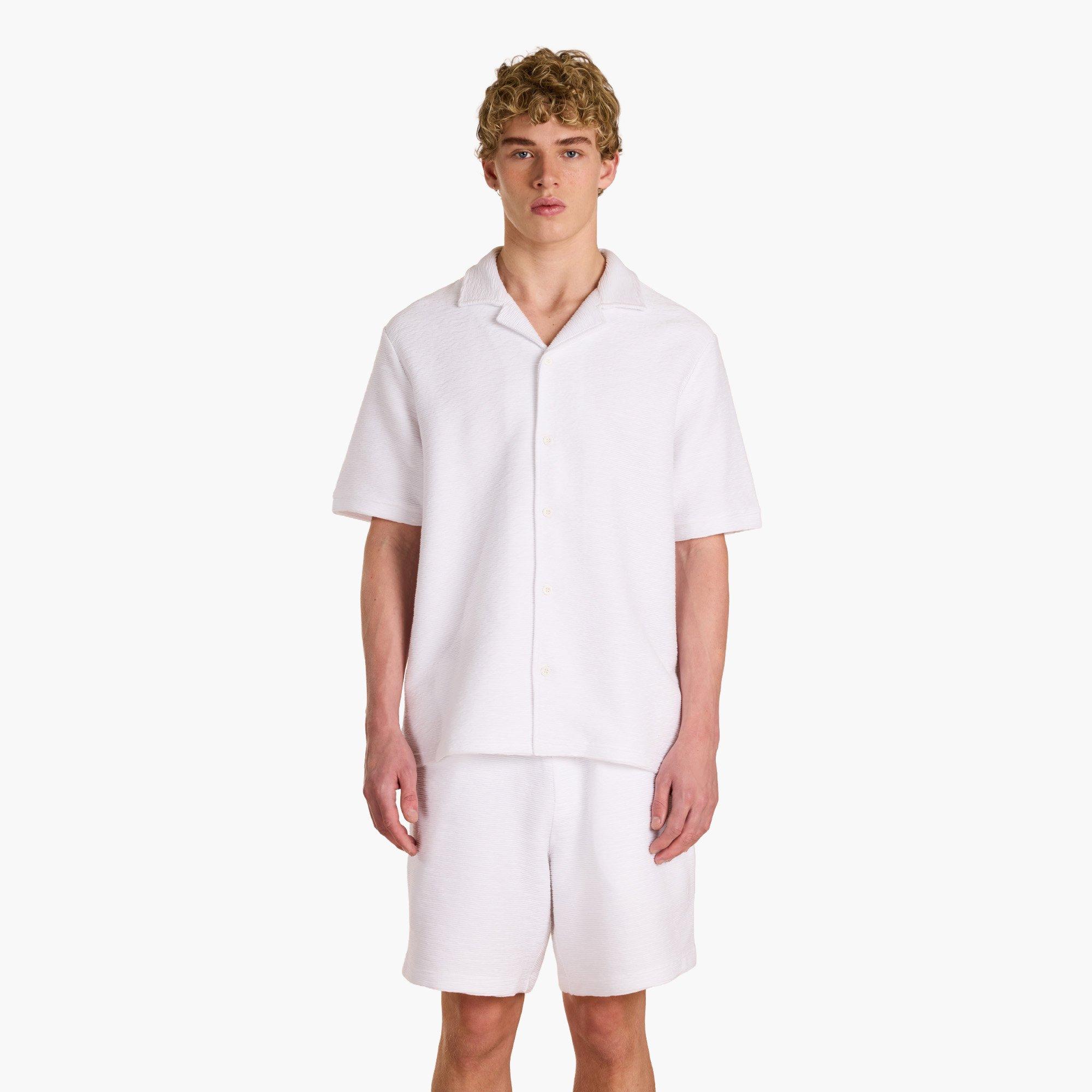 White - Prevu - Men's Ottoman Short Sleeve Plain Shirt - 3