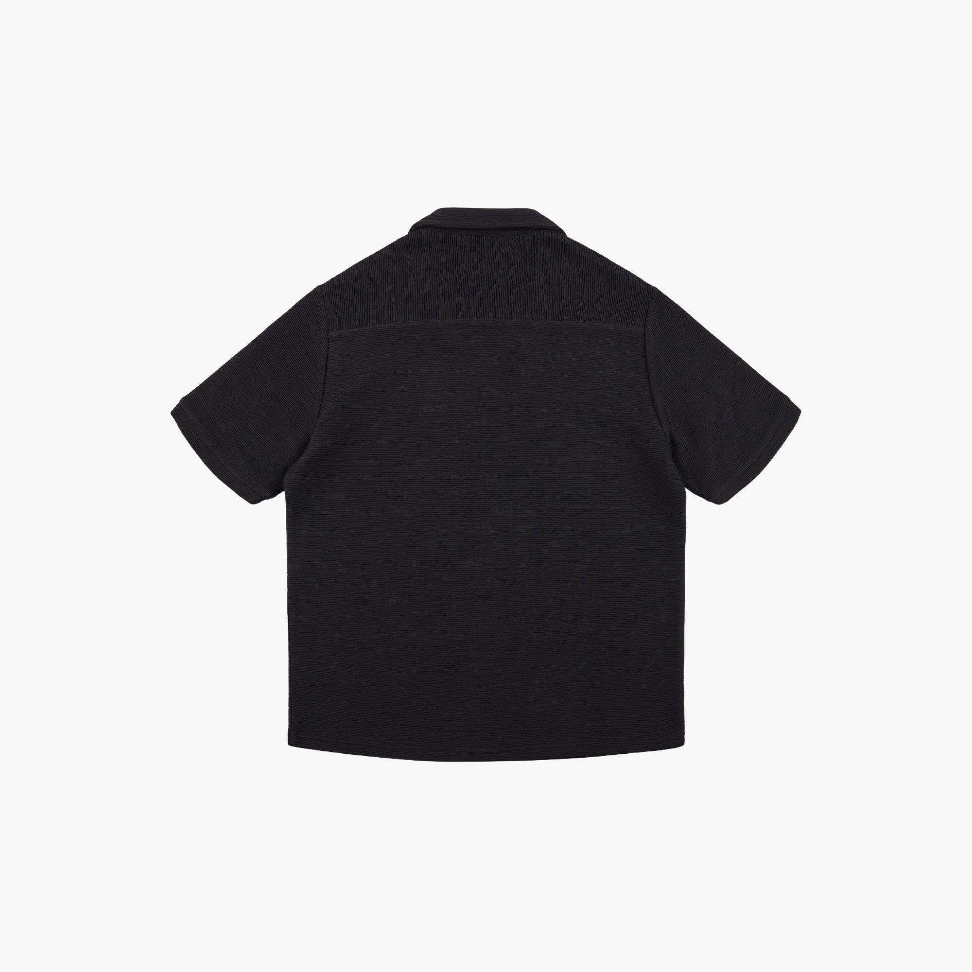 Black - Prevu - Men's Ottoman Short Sleeve Plain Shirt - 2