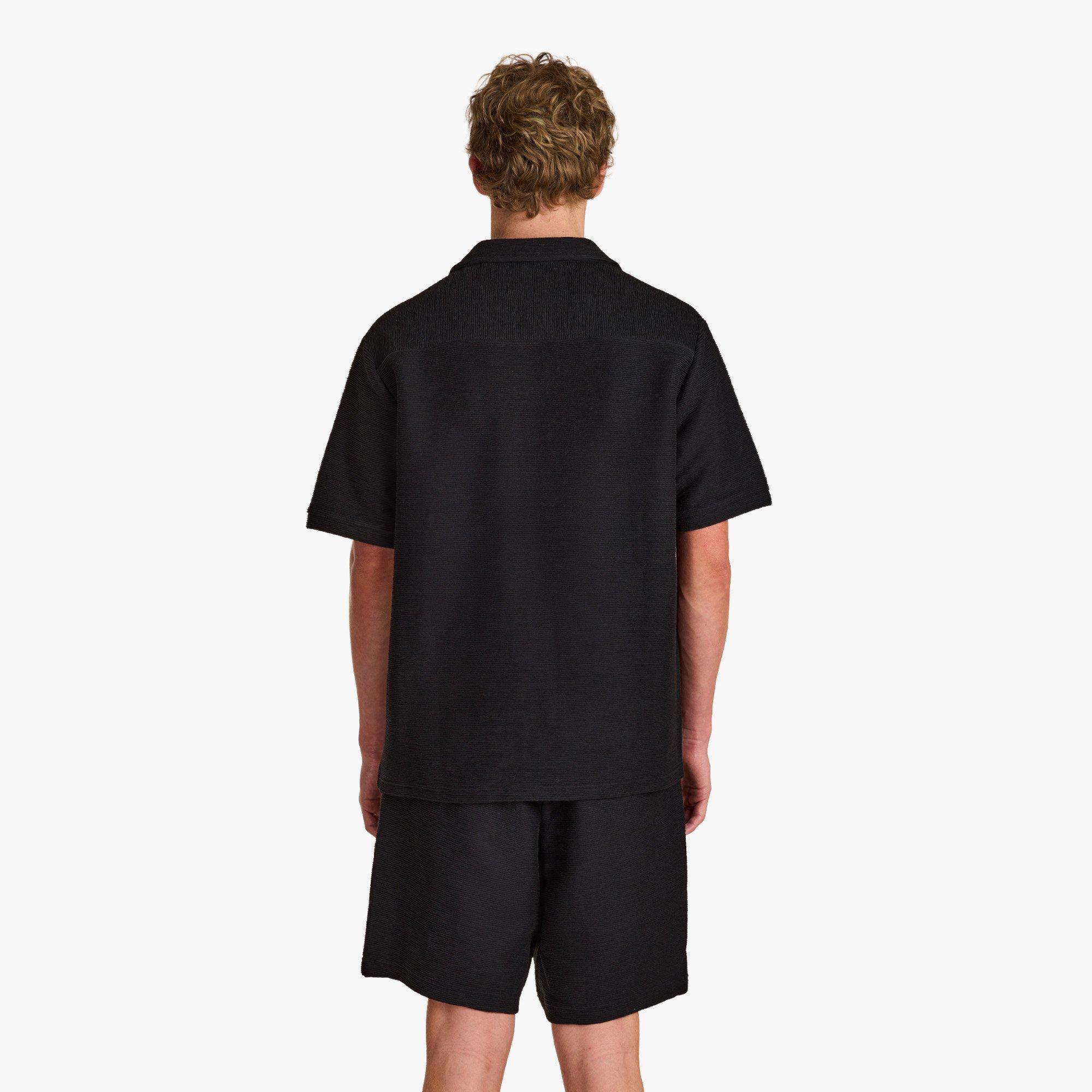 Black - Prevu - Men's Ottoman Short Sleeve Plain Shirt - 4