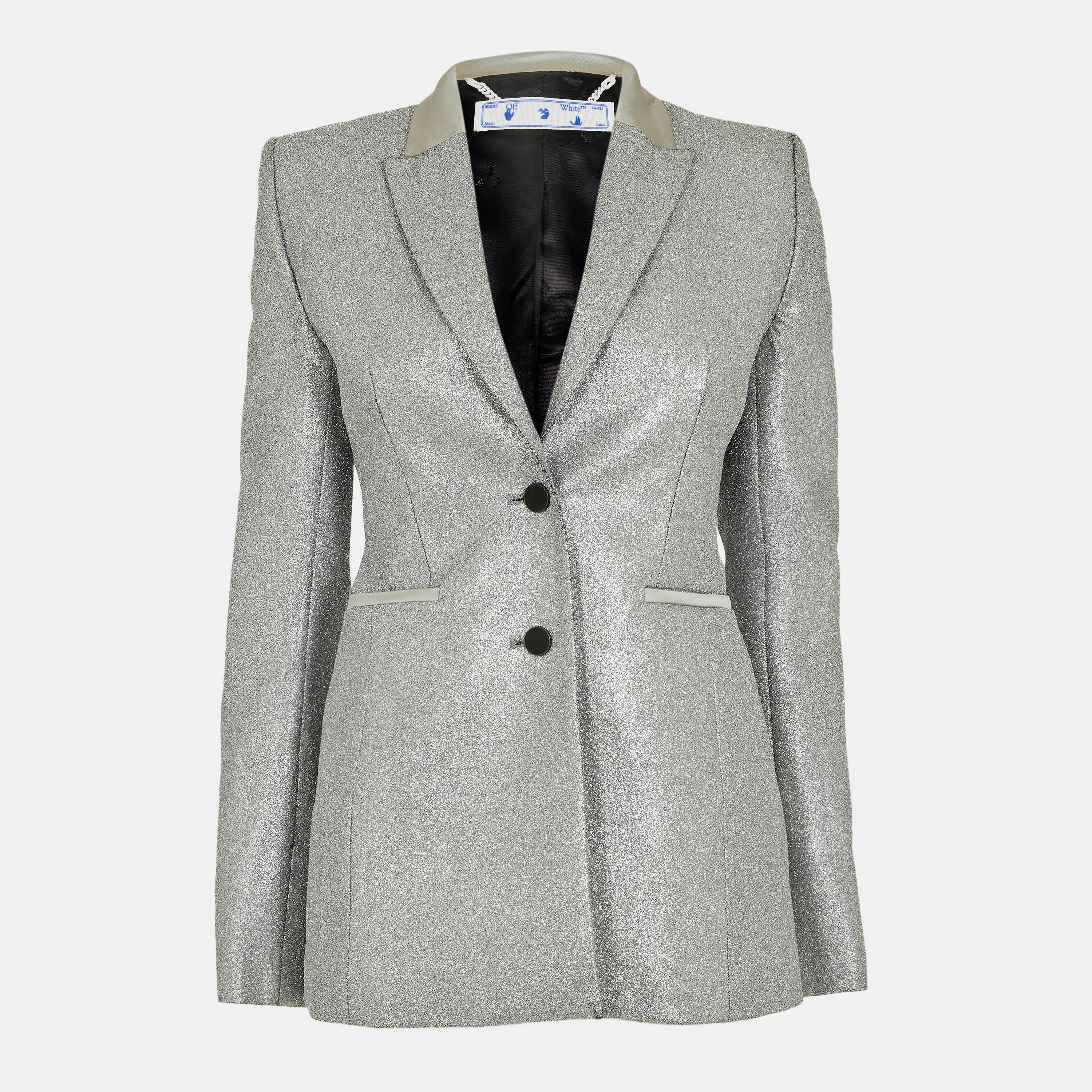 Silver - Off White - Women's Tailored Suit Jacket - 1