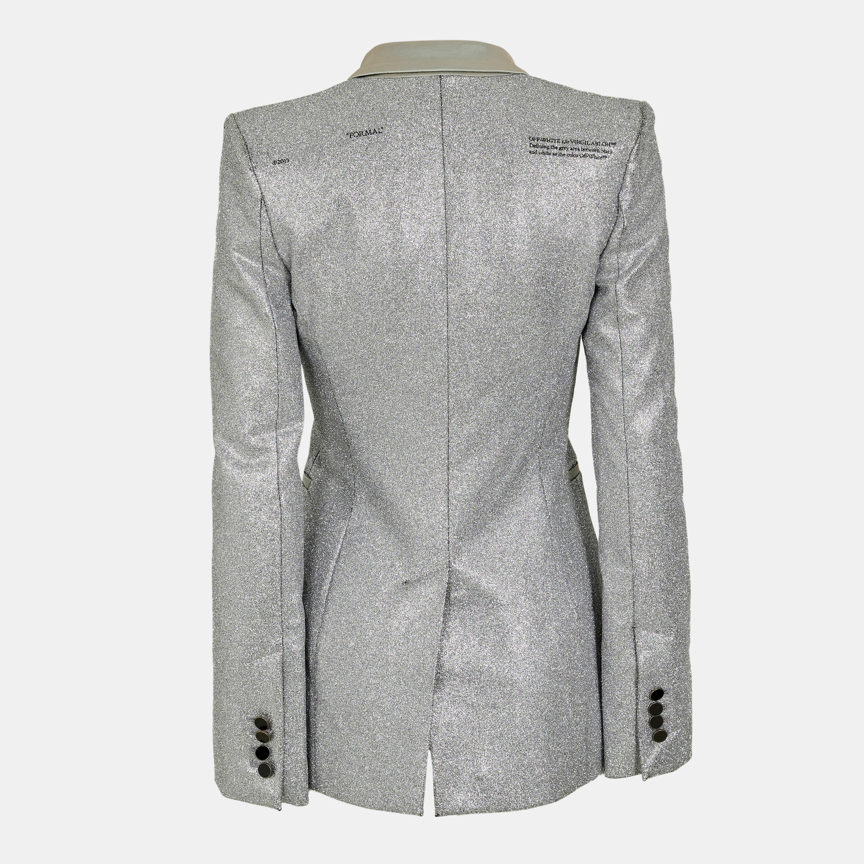 Silver - Off White - Women's Suit Jacket - 2